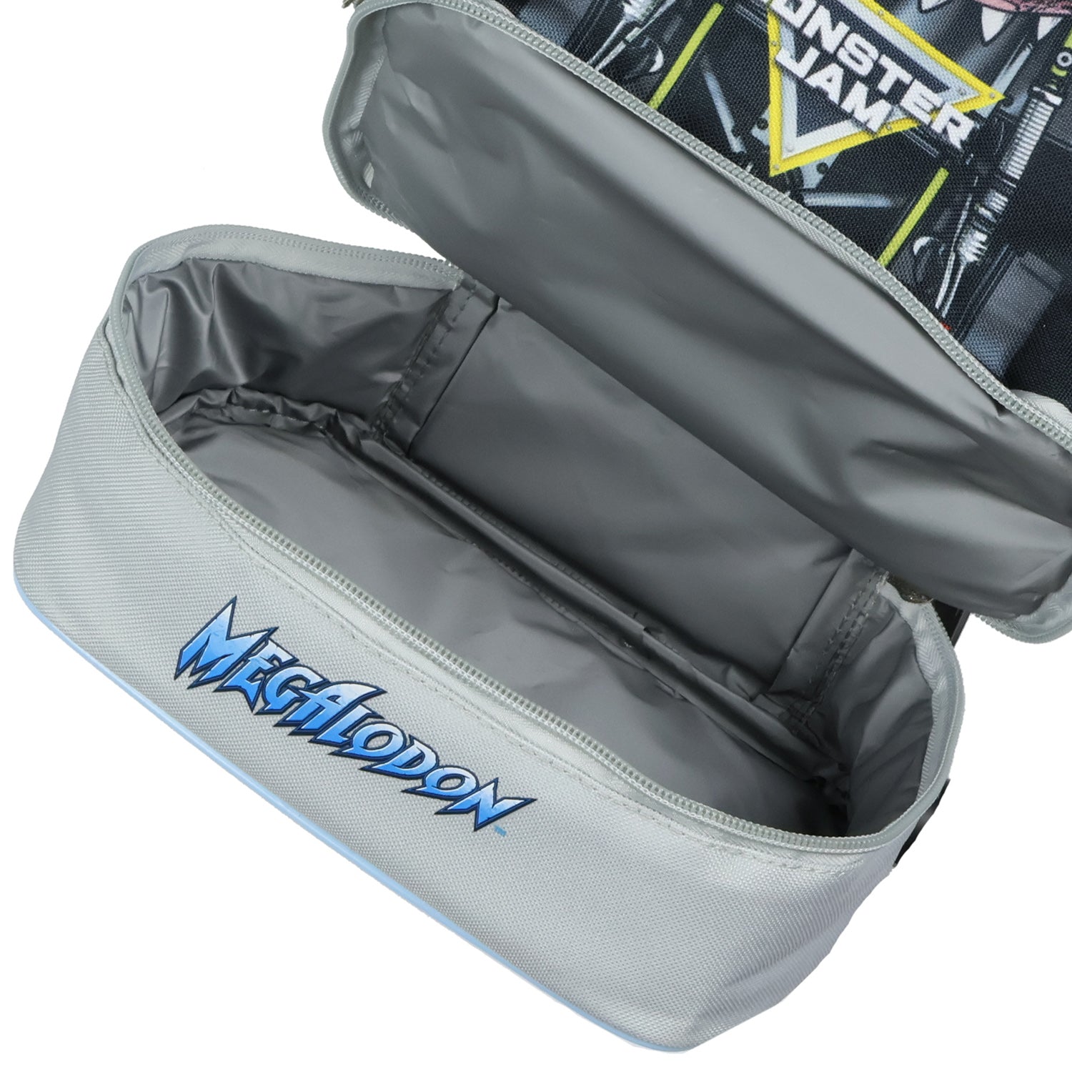 Monster Jam Lunch Box Megalodon Shark 3D Fins Dual Compartment Insulated Bag
