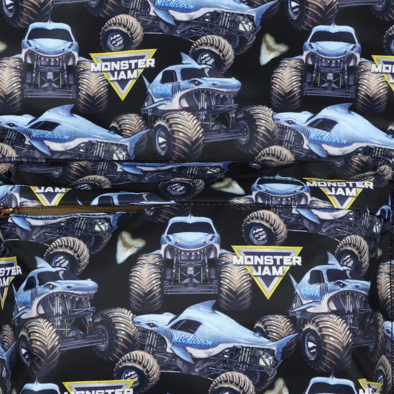 Monster Jam Backpack Allover Megalodon Design Travel Daypack Tech Bag