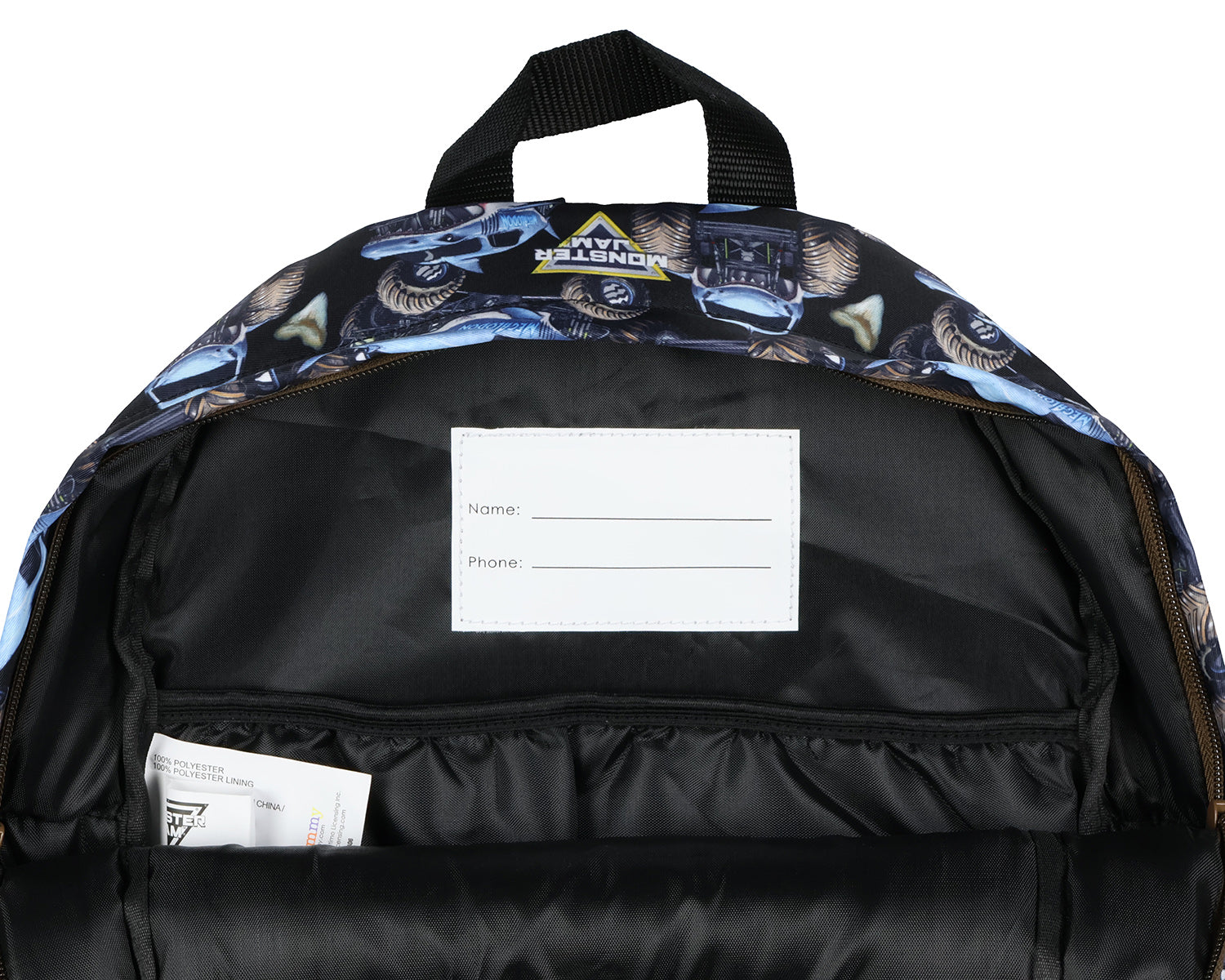 Monster Jam Backpack Allover Megalodon Design Travel Daypack Tech Bag