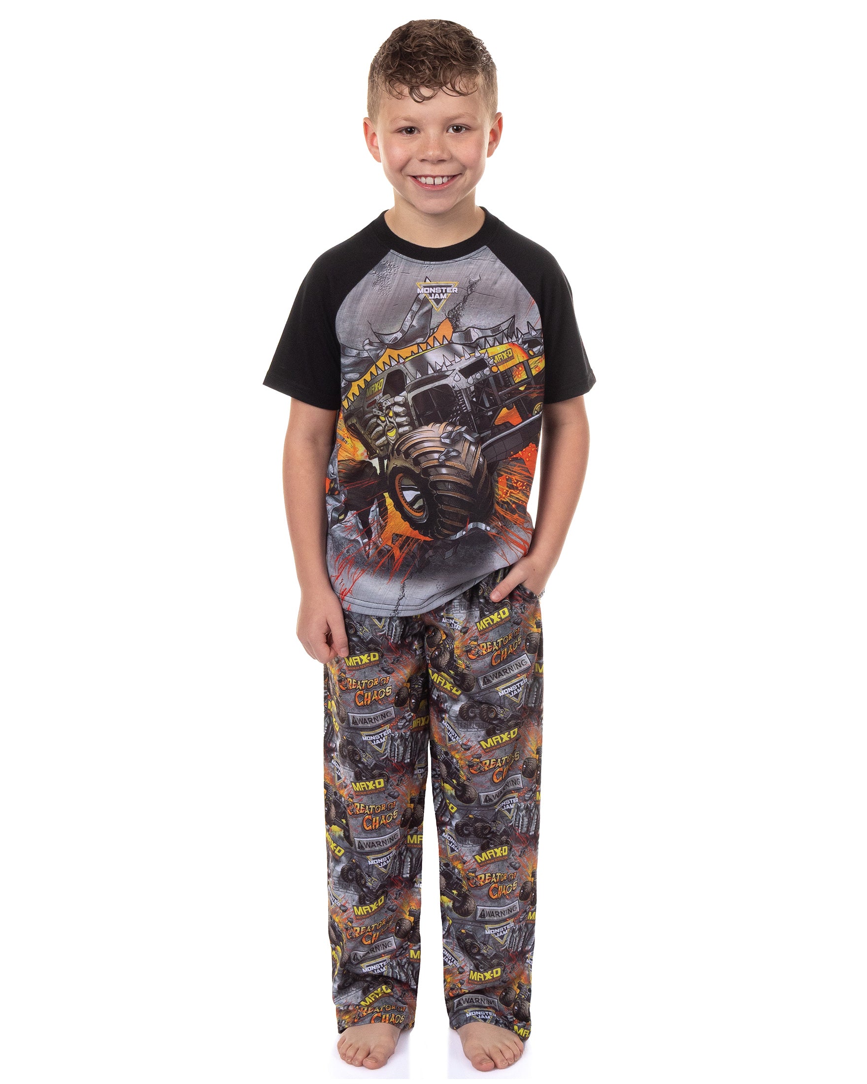Monster Jam Pajamas Boys' Creator Of Chaos Short Sleeve and Pant Sleep Set (4/5)