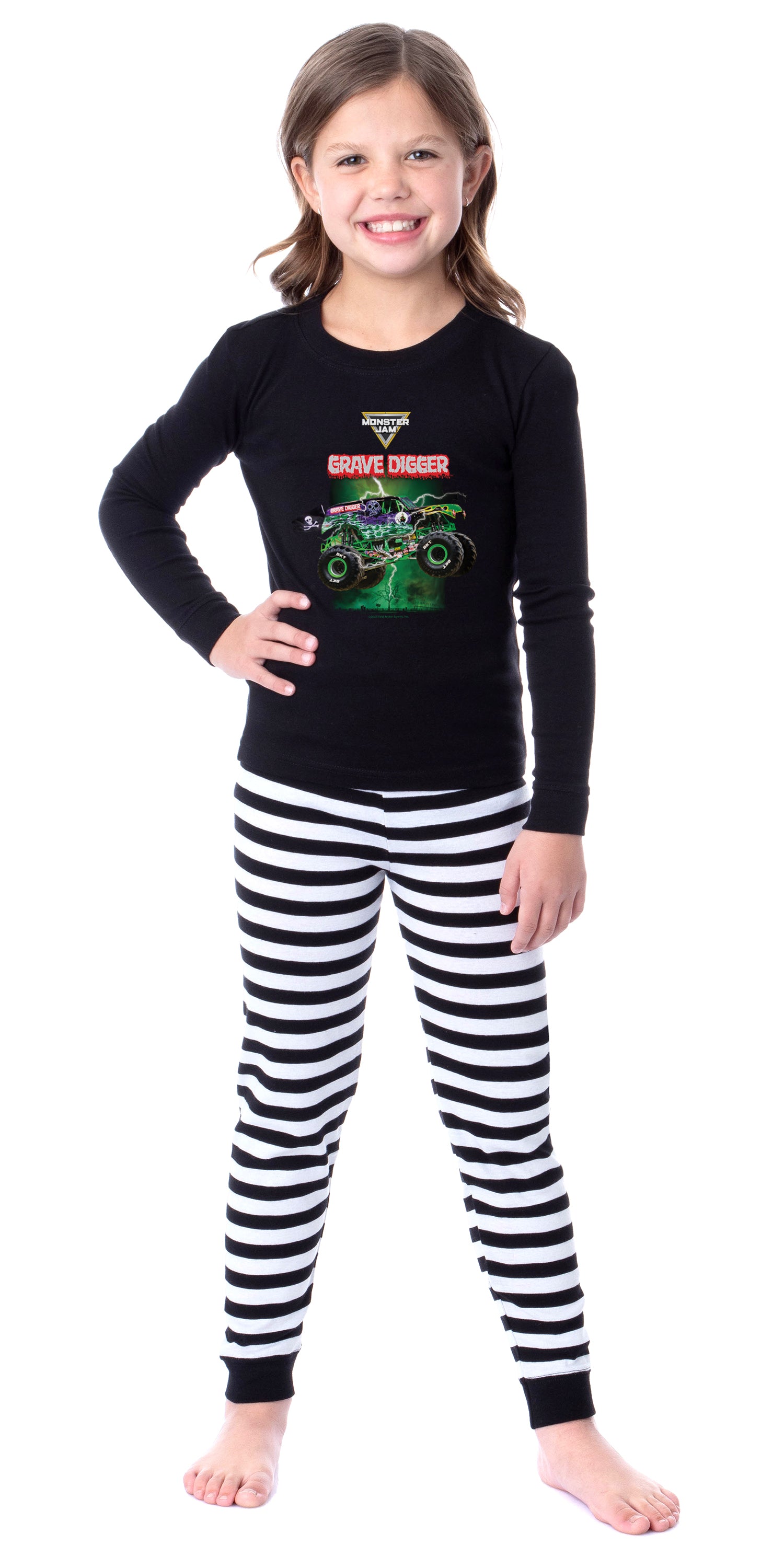 Monster Jam Grave Digger Long Sleeve Shirt And Pants Pajama Set