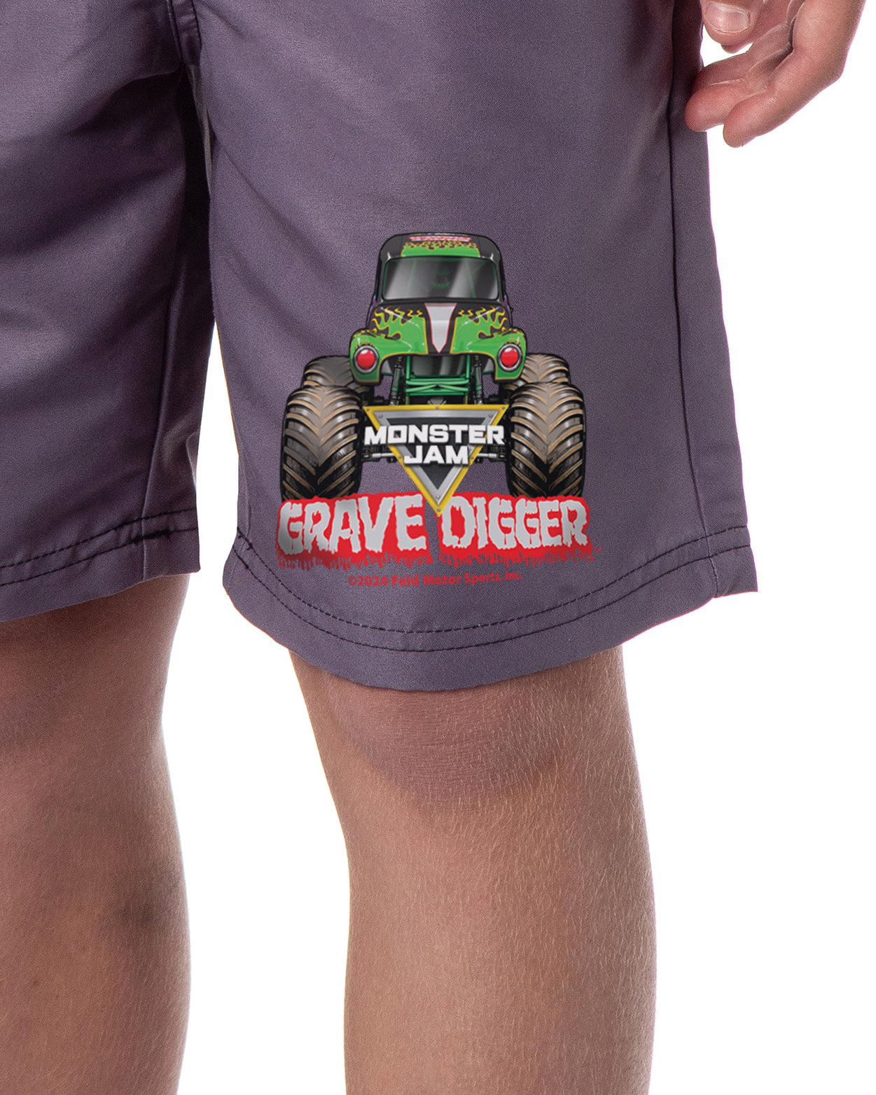 Monster Jam Grave Digger Boys' Swimming Trunks Shorts Elastic Waistband