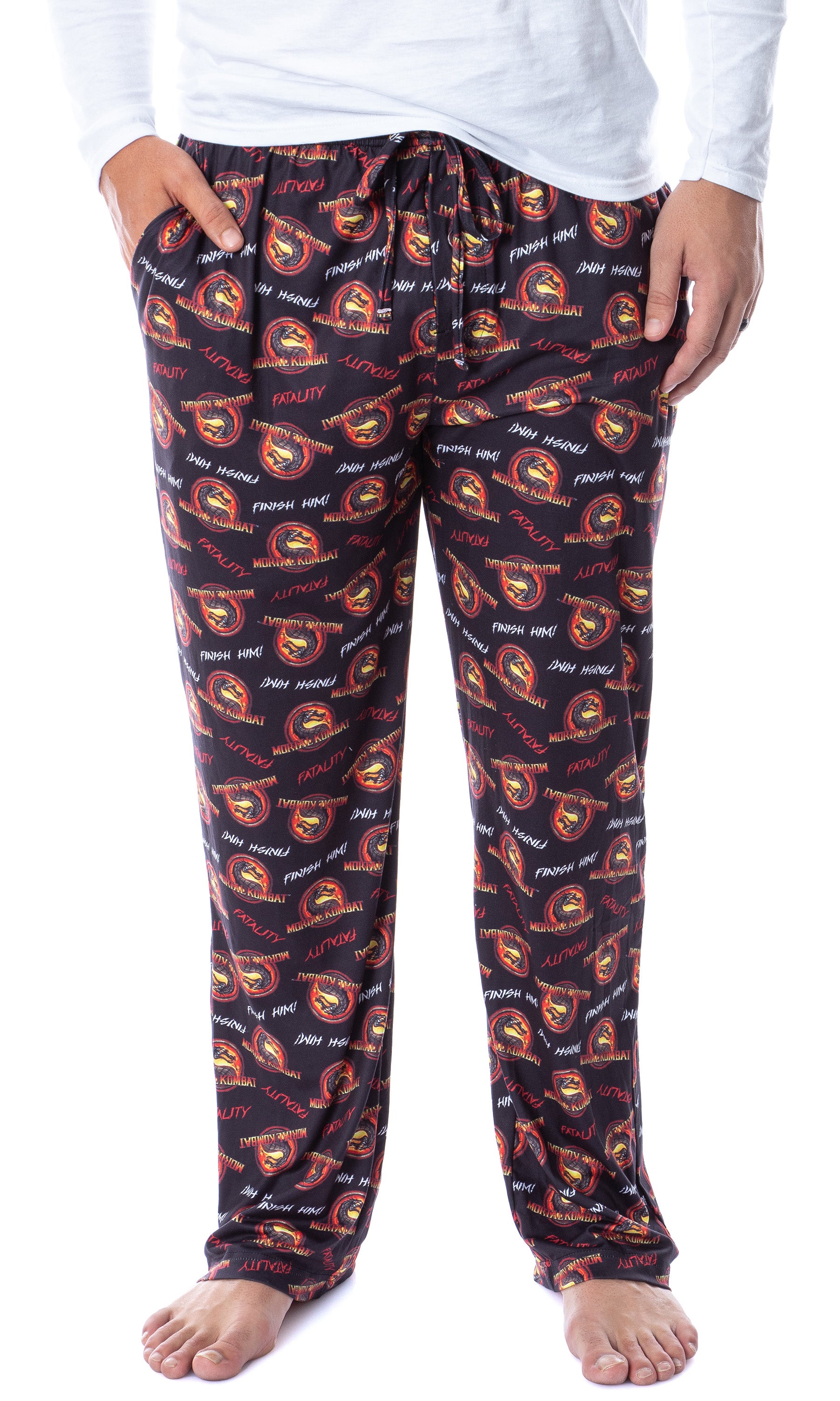 Mortal Kombat Mens' Dragon Finish Him Fatality Sleep Pajama Pants