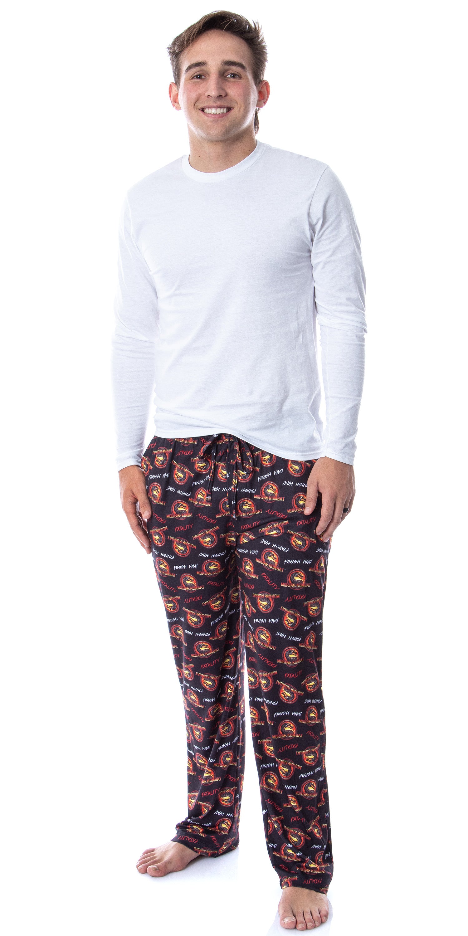 Mortal Kombat Mens' Dragon Finish Him Fatality Sleep Pajama Pants