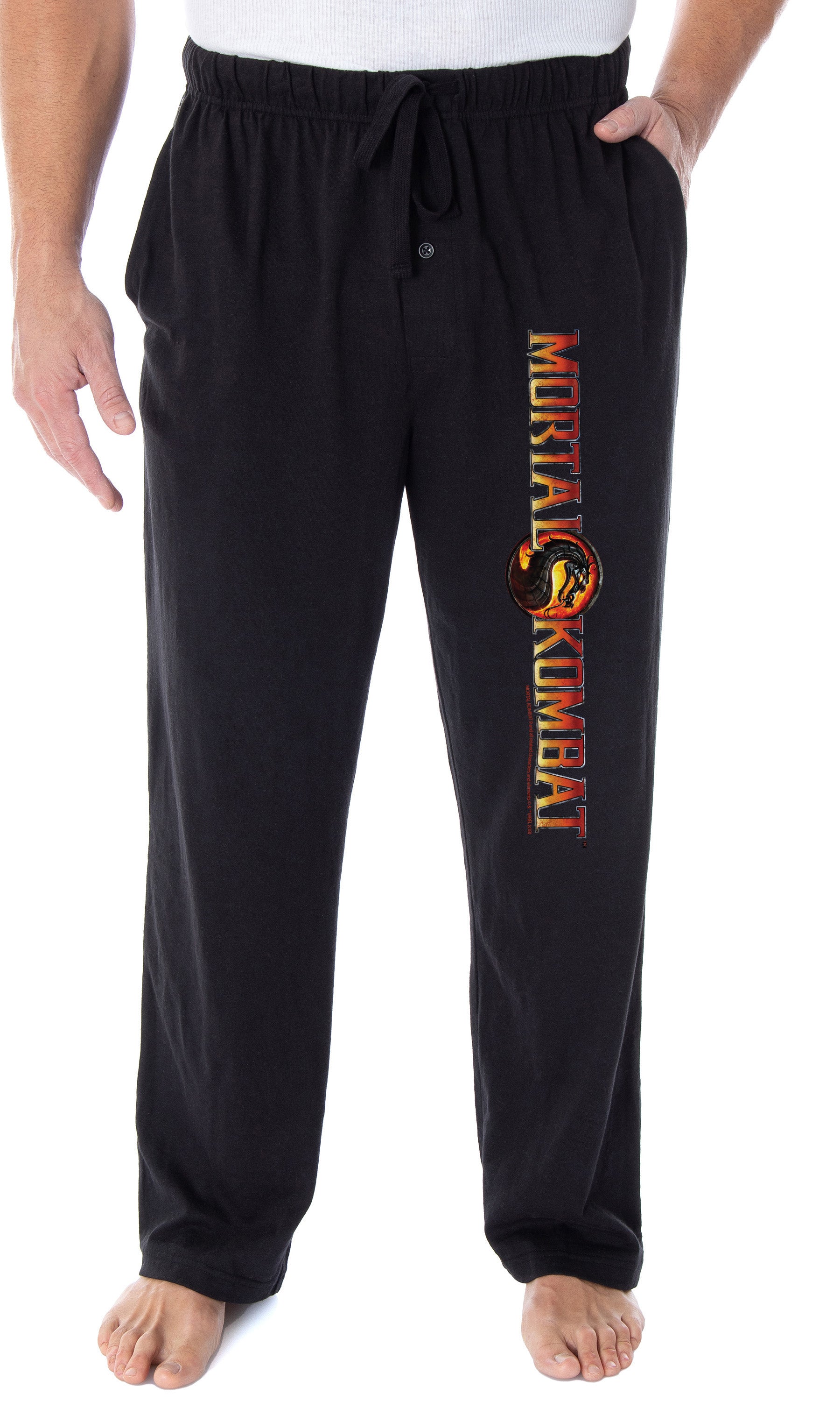 Mortal Kombat Men's Dragon Script Logo Video Game Loungewear Pajama Pants