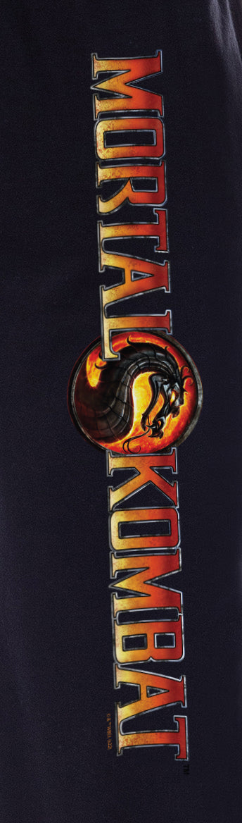 Mortal Kombat Men's Dragon Script Logo Video Game Jogger Pajama Pants