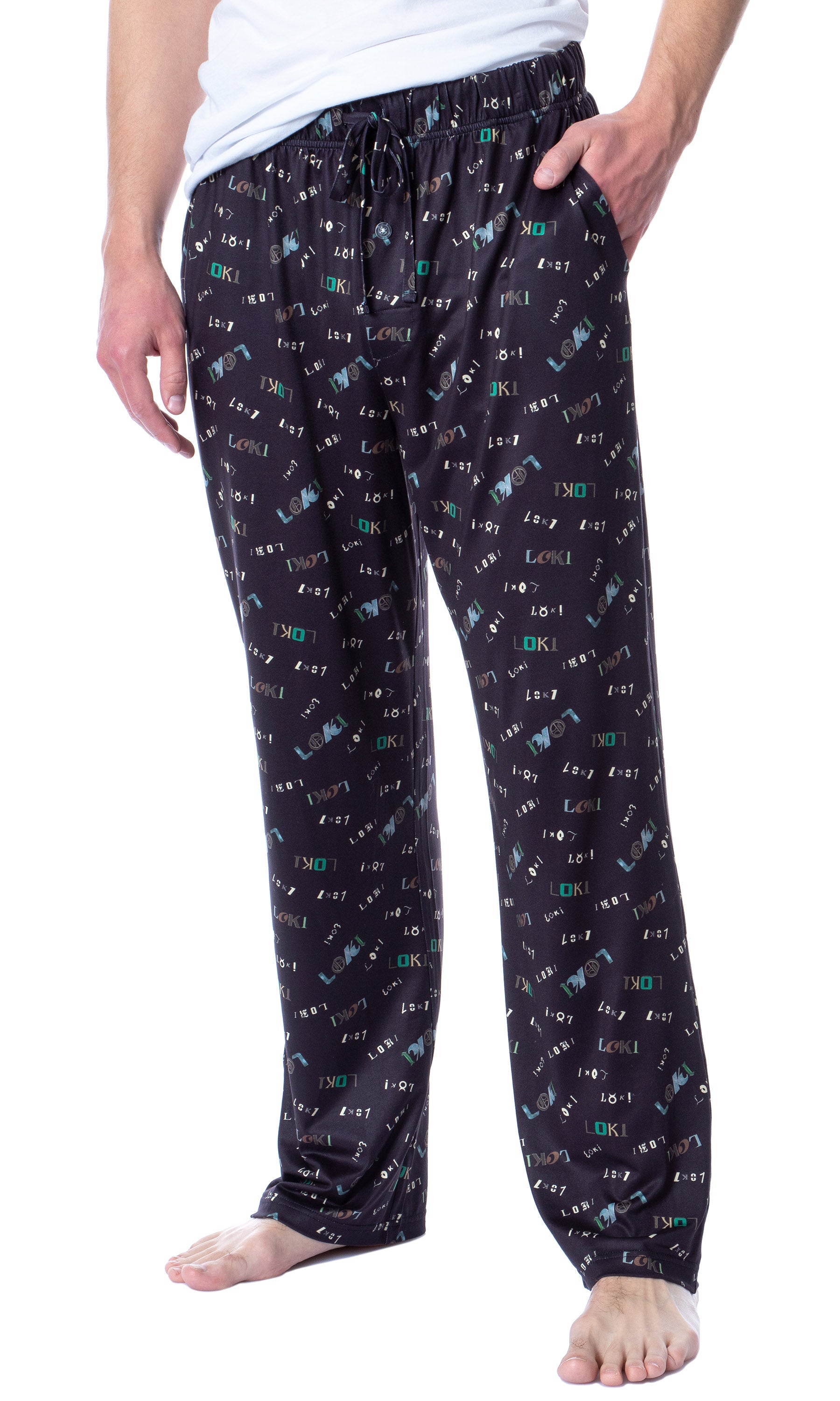 Marvel Mens' Loki TV Series Logo Tossed Print Sleep Pajama Pants