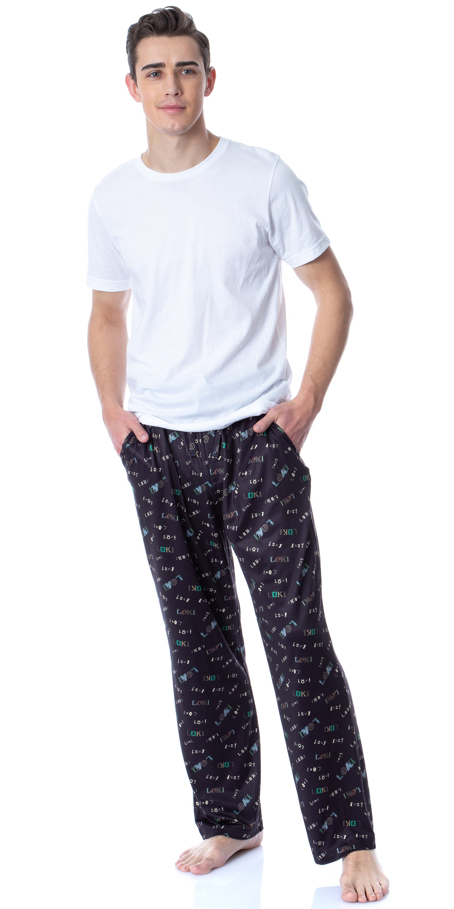 Marvel Mens' Loki TV Series Logo Tossed Print Sleep Pajama Pants