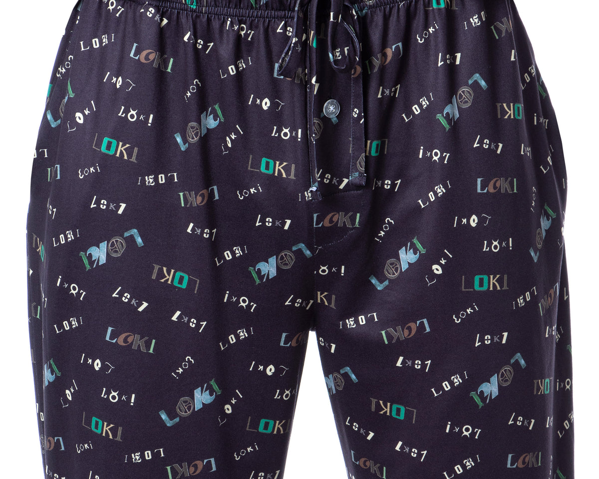 Marvel Mens' Loki TV Series Logo Tossed Print Sleep Pajama Pants