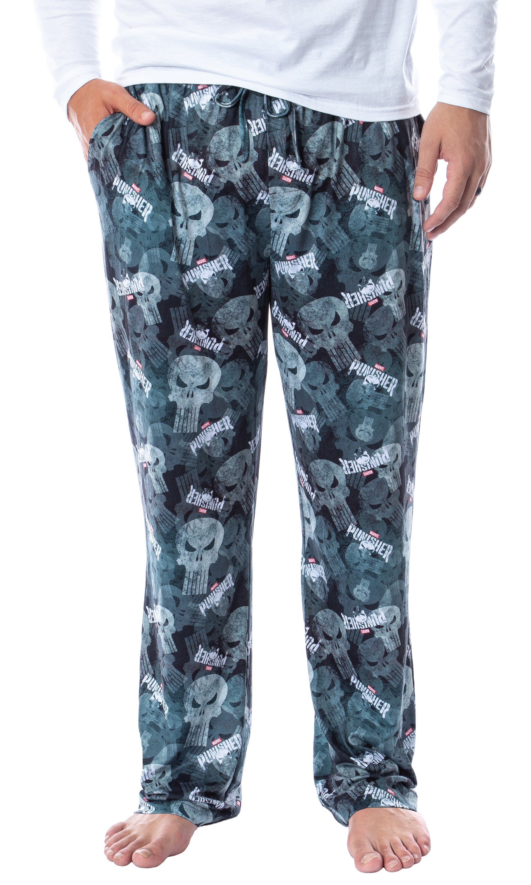 Marvel Mens' The Punisher Skull Tossed Print Sleep Pajama Pants