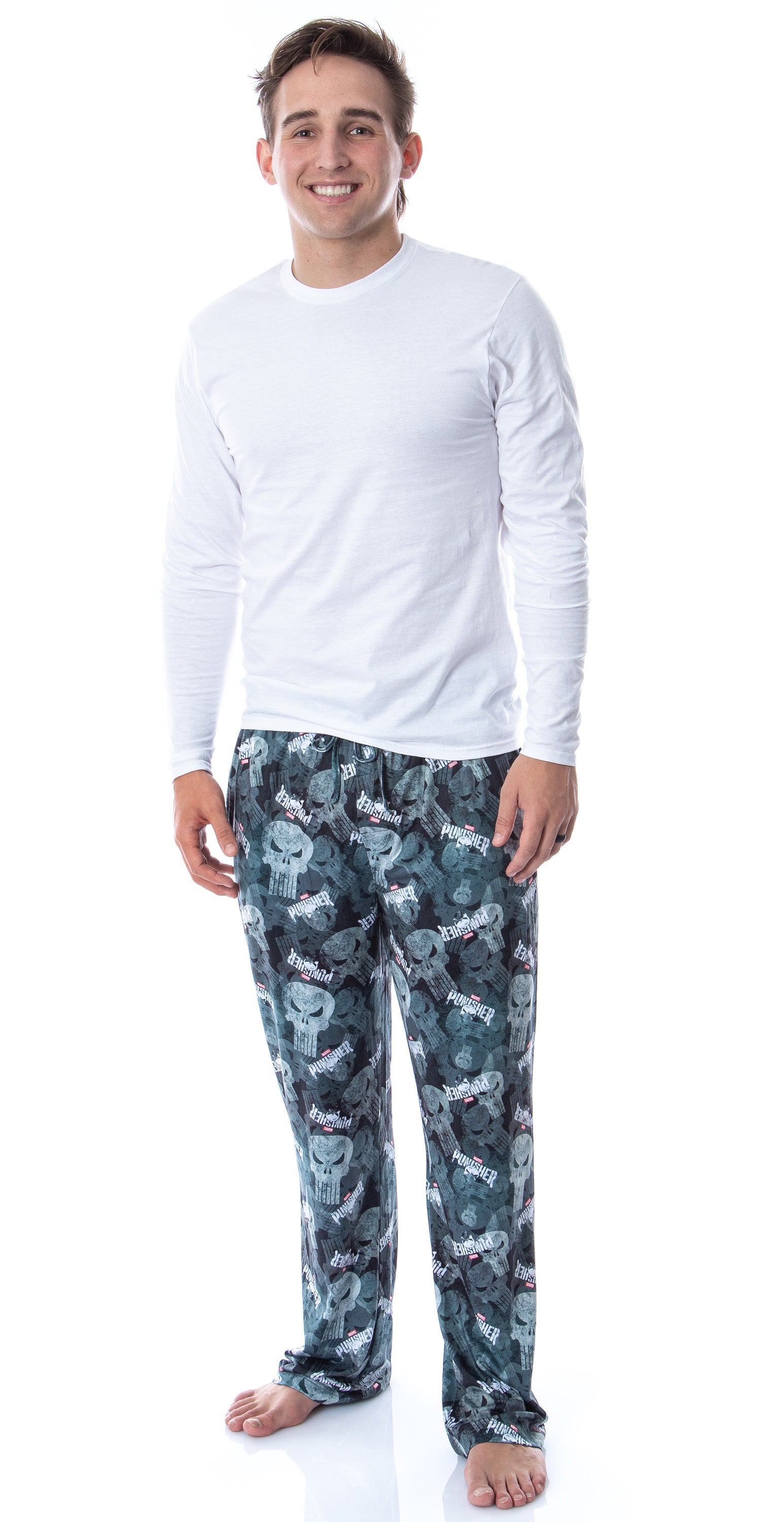 Marvel Mens' The Punisher Skull Tossed Print Sleep Pajama Pants