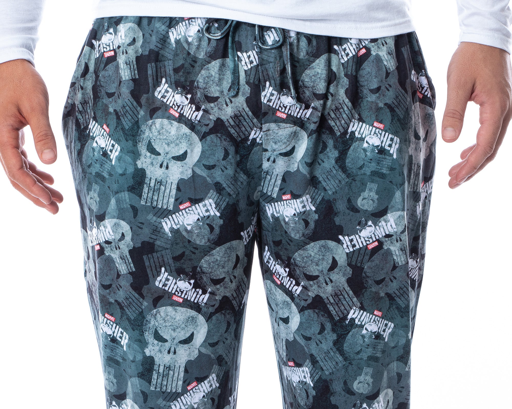 Marvel Mens' The Punisher Skull Tossed Print Sleep Pajama Pants