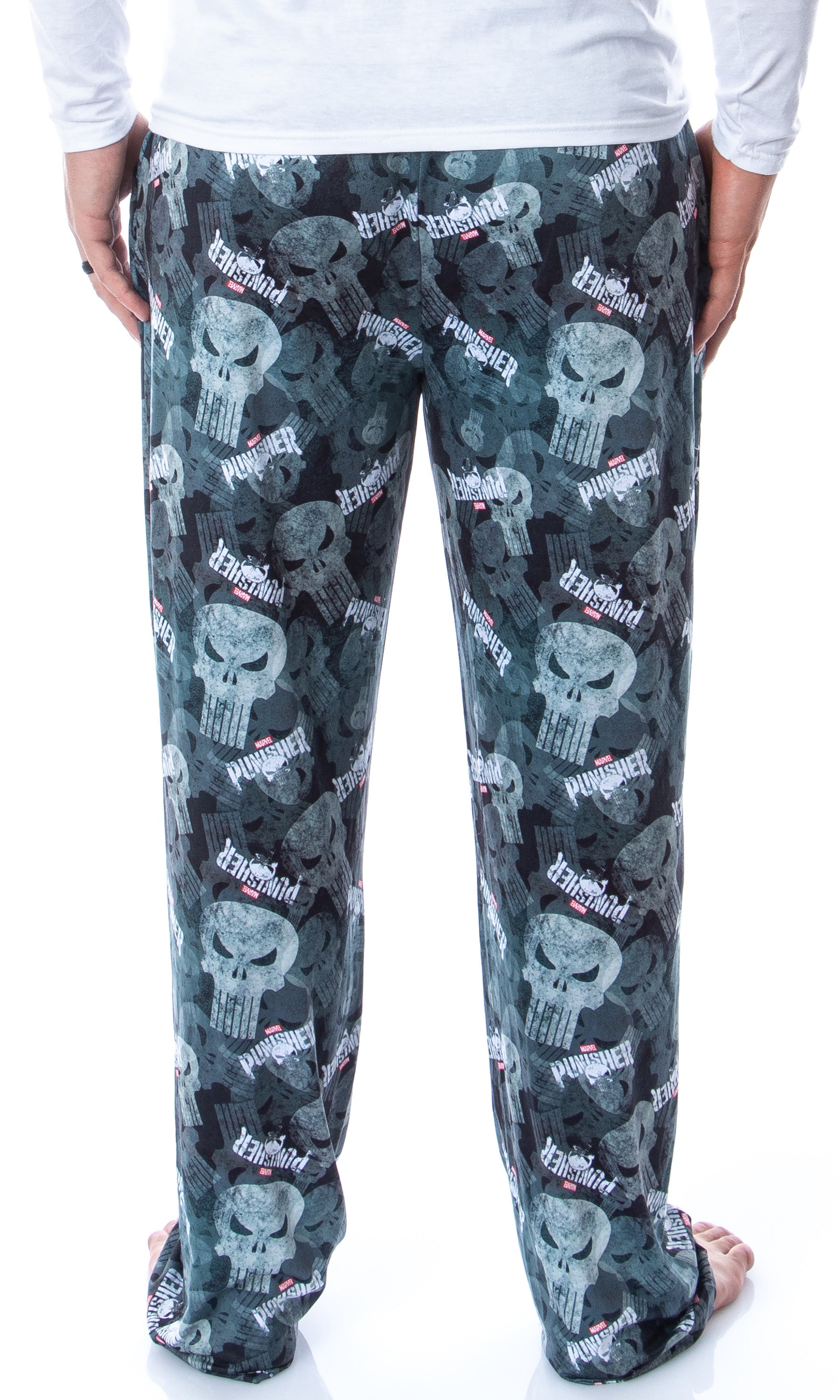 Marvel Mens' The Punisher Skull Tossed Print Sleep Pajama Pants