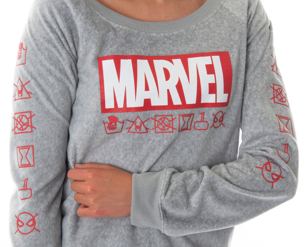 Marvel Comics Women's Juniors' Avengers Brick Logo Shirt And Jogger Pants  Pajama Set