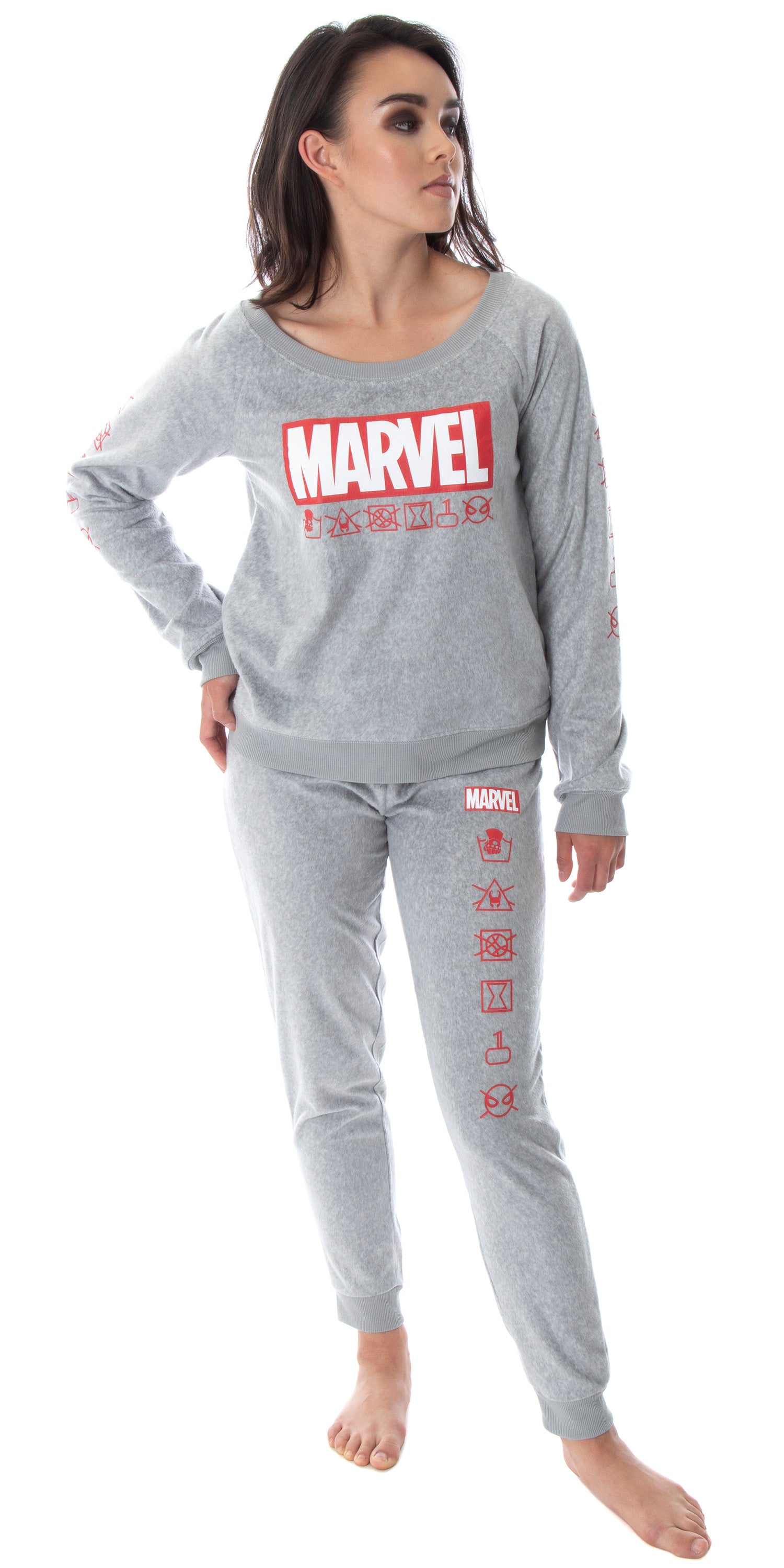 Marvel Comics Women's Juniors' Avengers Brick Logo Jogger Pajama Set (MD)