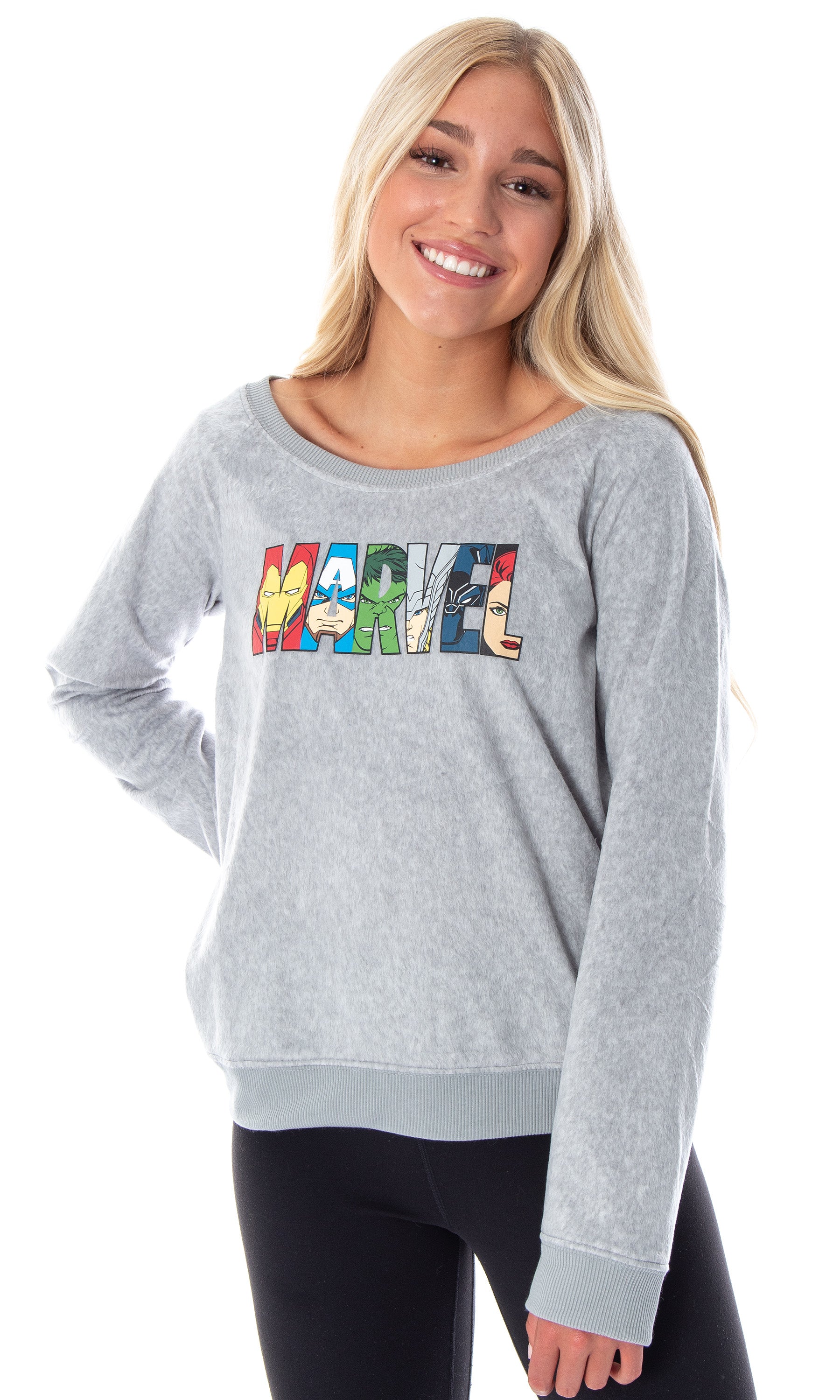 Marvel Comics Women's Avengers Heroes Long Sleeve Pullover Sleep Shirt Top