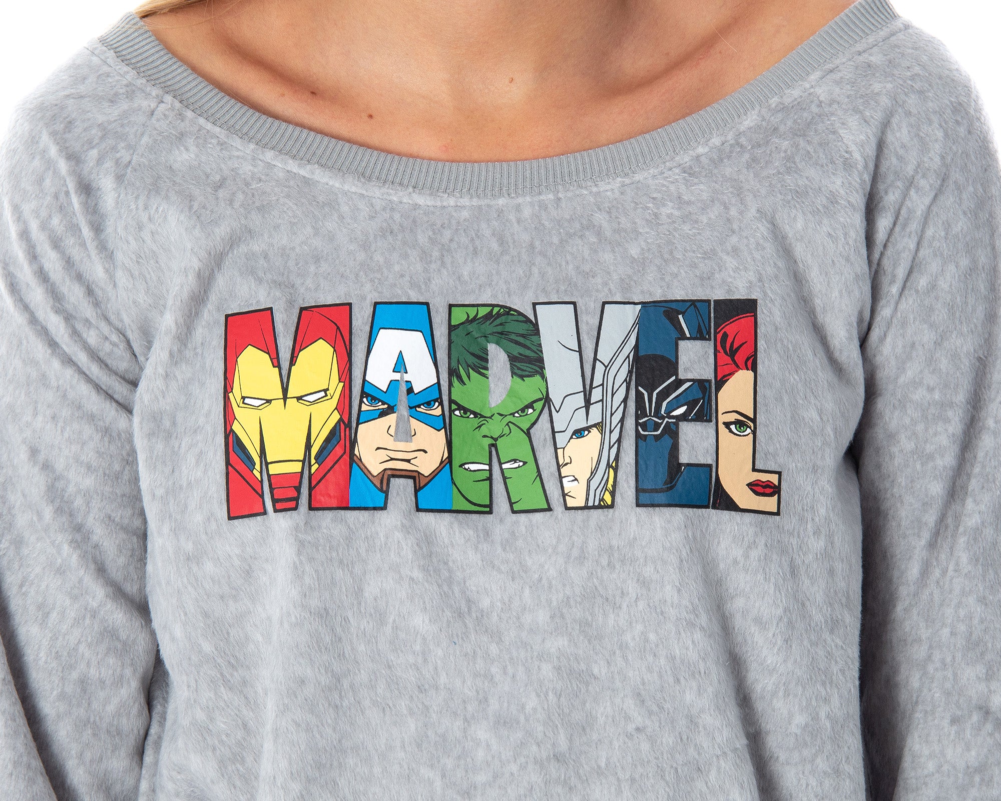 Marvel Comics Women's Avengers Heroes Long Sleeve Pullover Sleep Shirt Top