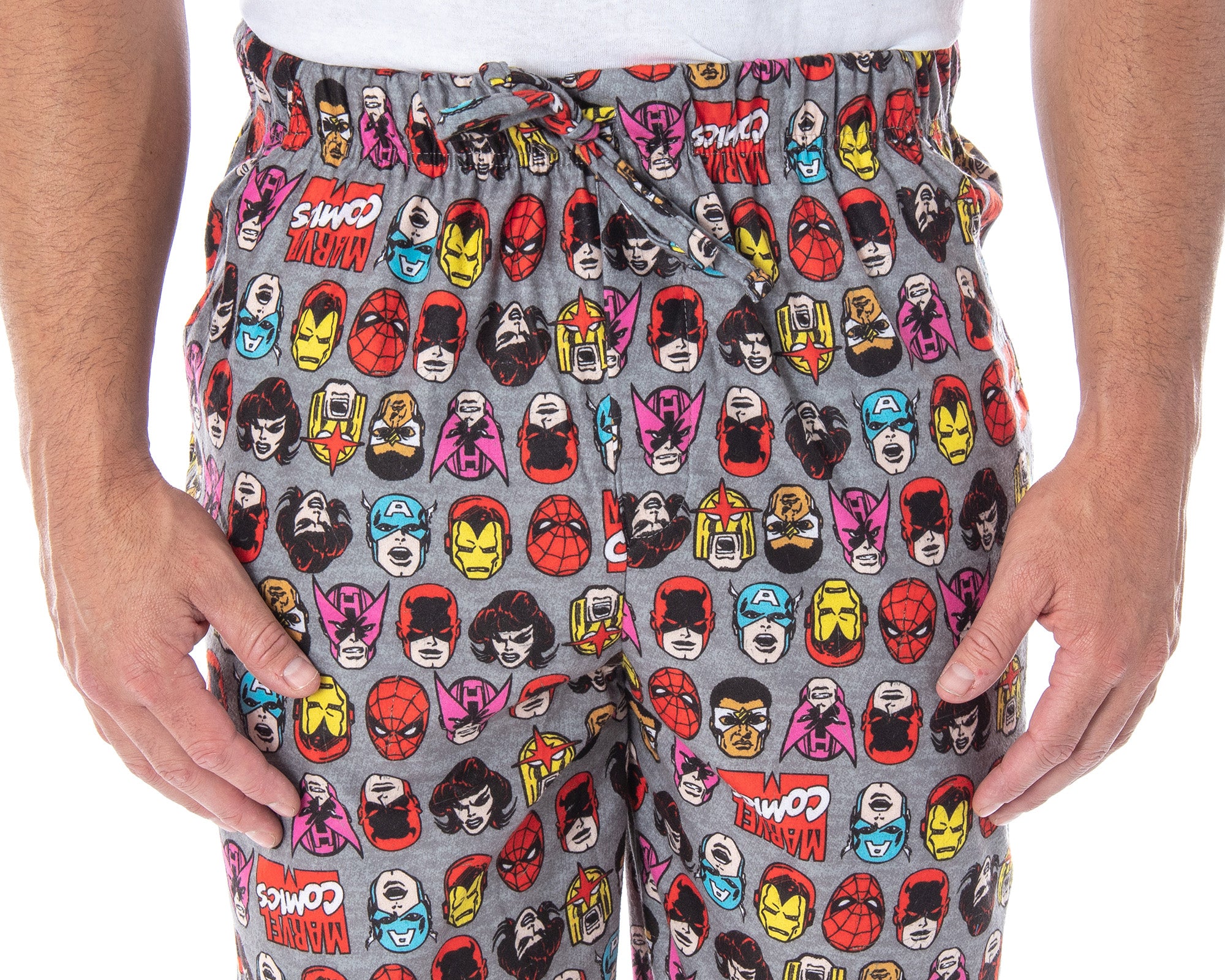 Marvel Men's Vintage Comic Character Faces Adult Sleep Lounge Pajama Pants