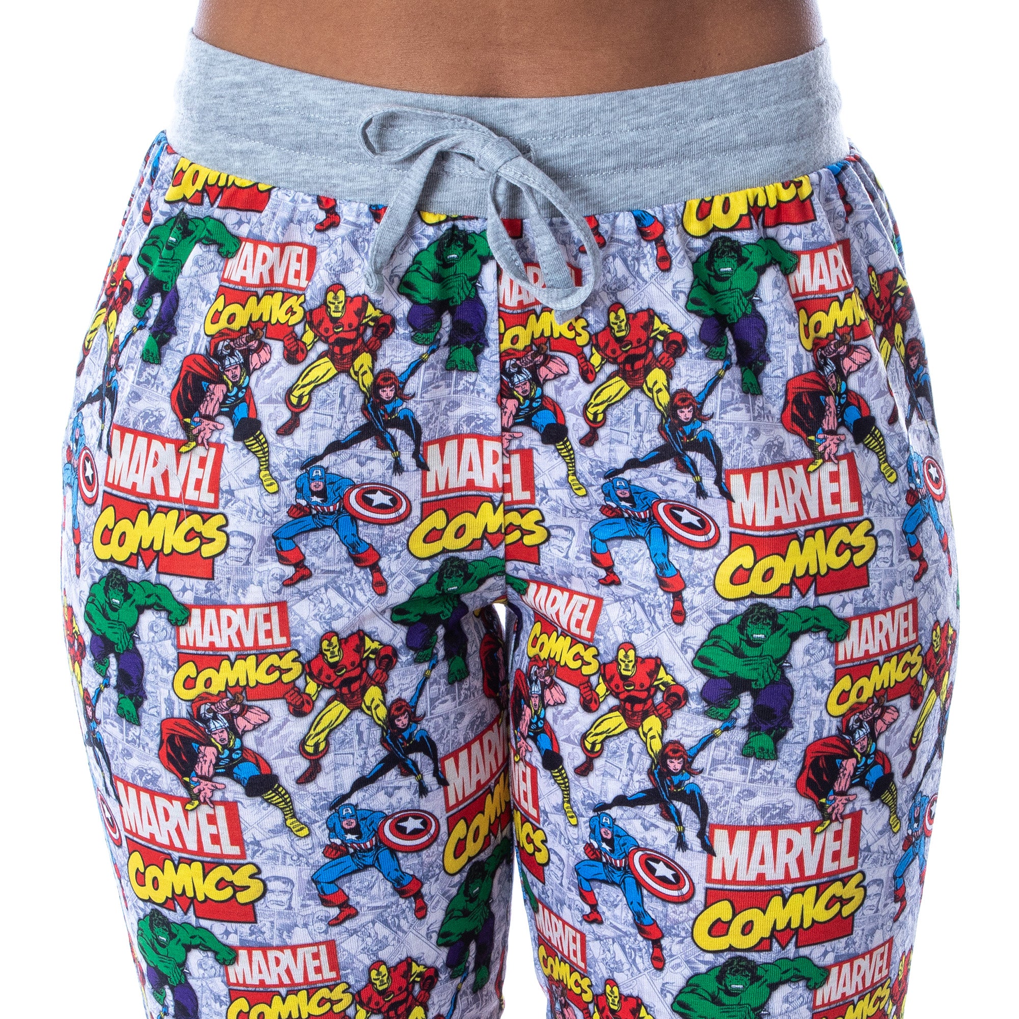 Marvel Women's Character Comic Book Print 2 Piece Jogger Pajama Set