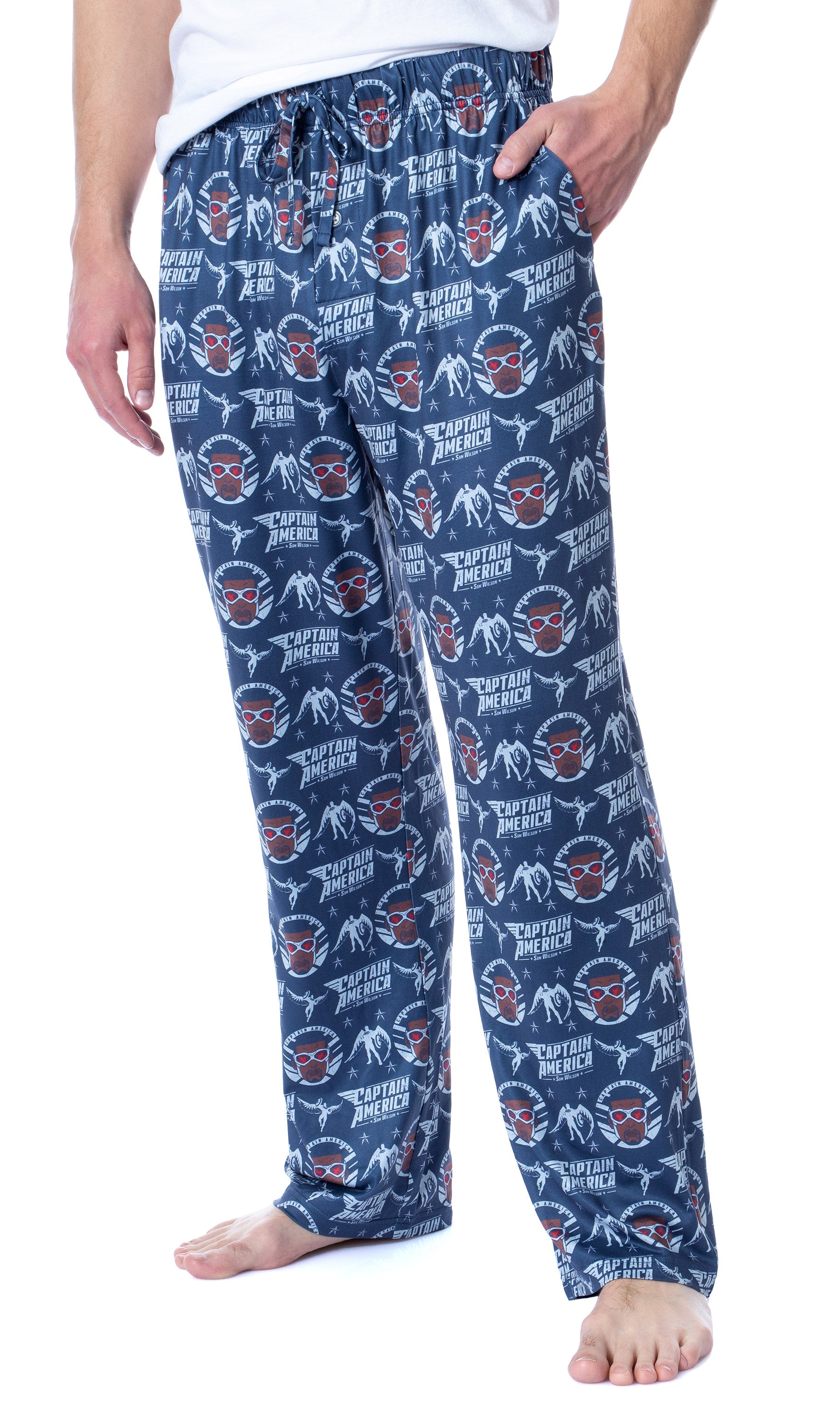 Marvel Mens' The Falcon Captain America Tossed Print Pajama Pants