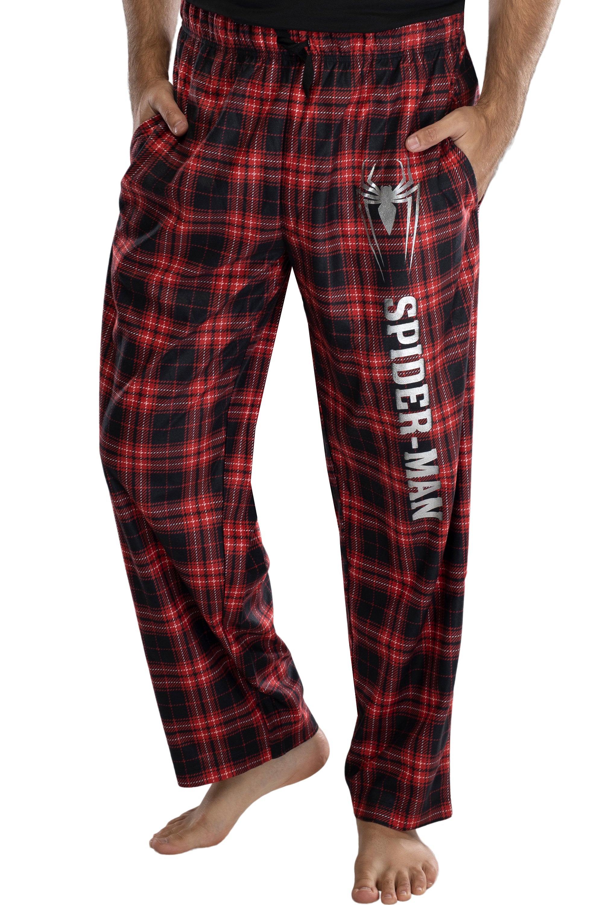 Marvel Comics Men's Spider-Man Plaid Loungewear Pajama Pants