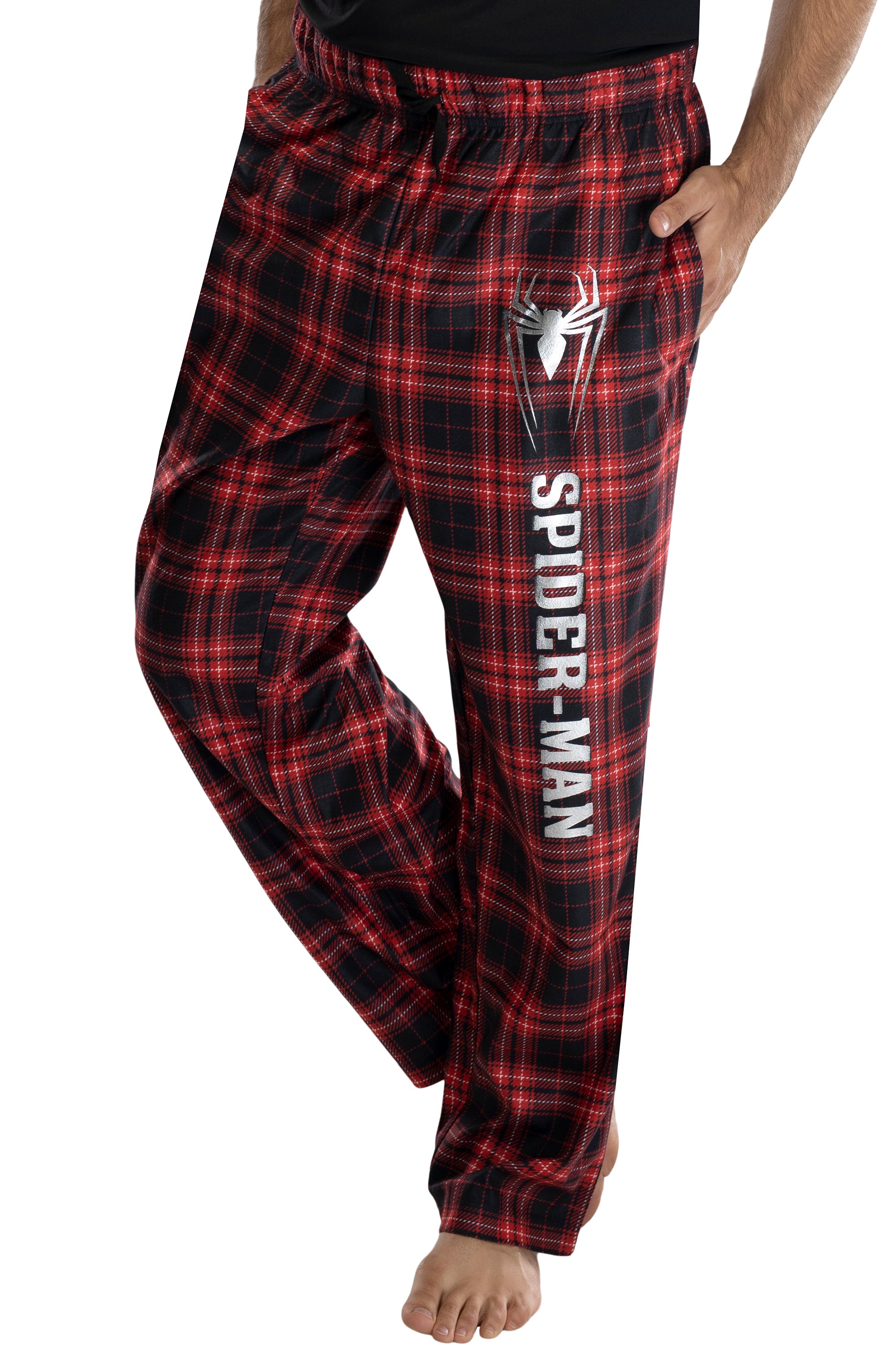 Marvel Comics Men's Spider-Man Plaid Loungewear Pajama Pants