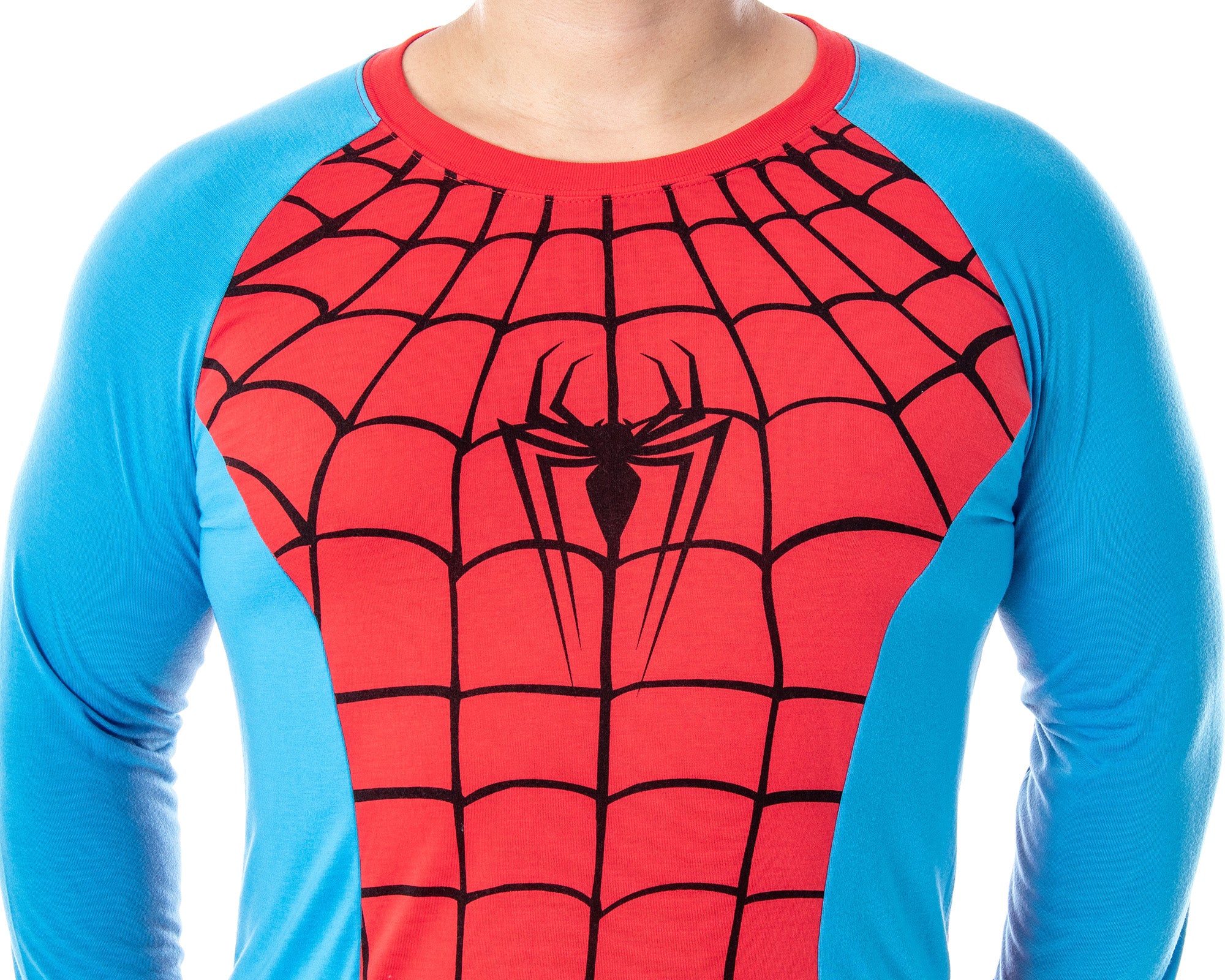 Marvel Men's Classic Spider-Man Costume Raglan Top And Pants Pajama Set