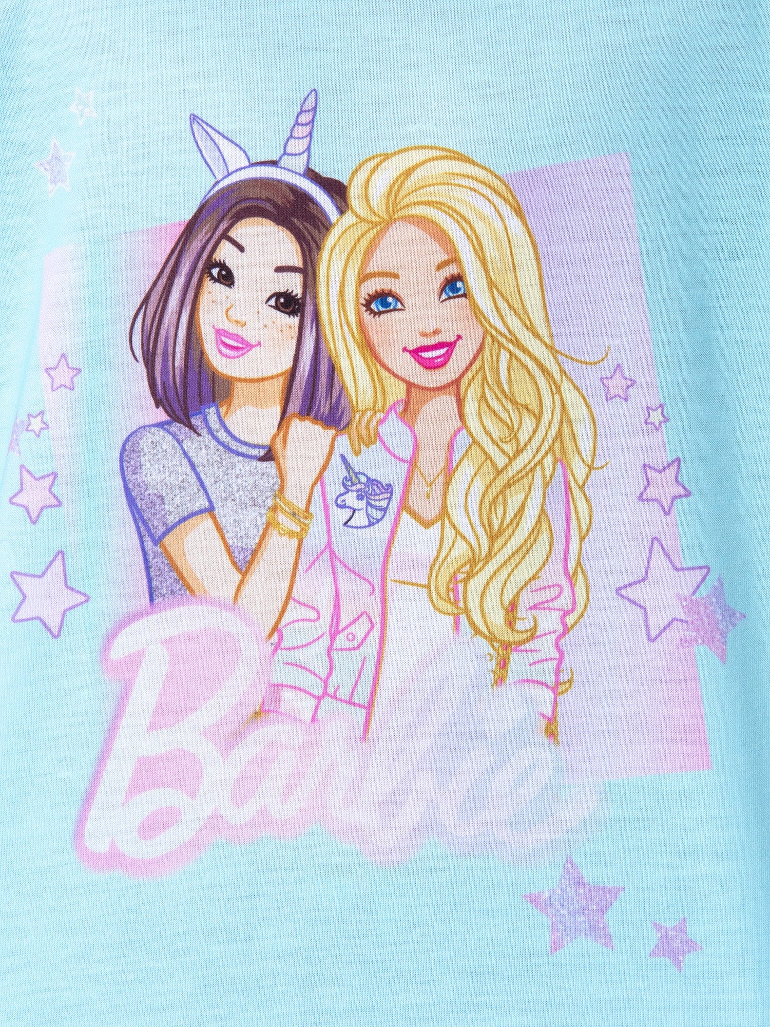Barbie Little Girls' Unicorn Love Shirt and Shorts 2 PC Pajama Set