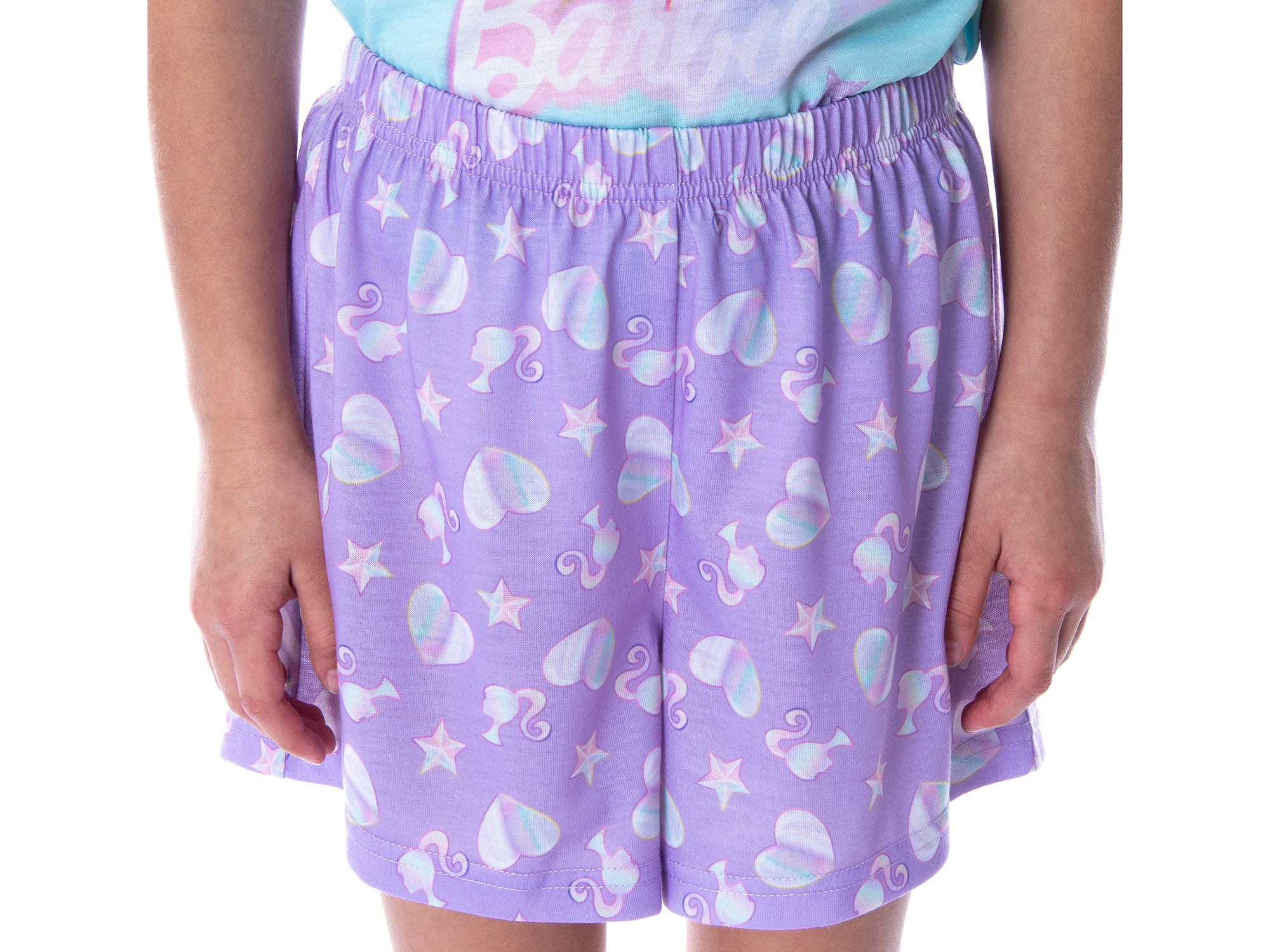 Barbie Little Girls' Unicorn Love Shirt and Shorts 2 PC Pajama Set