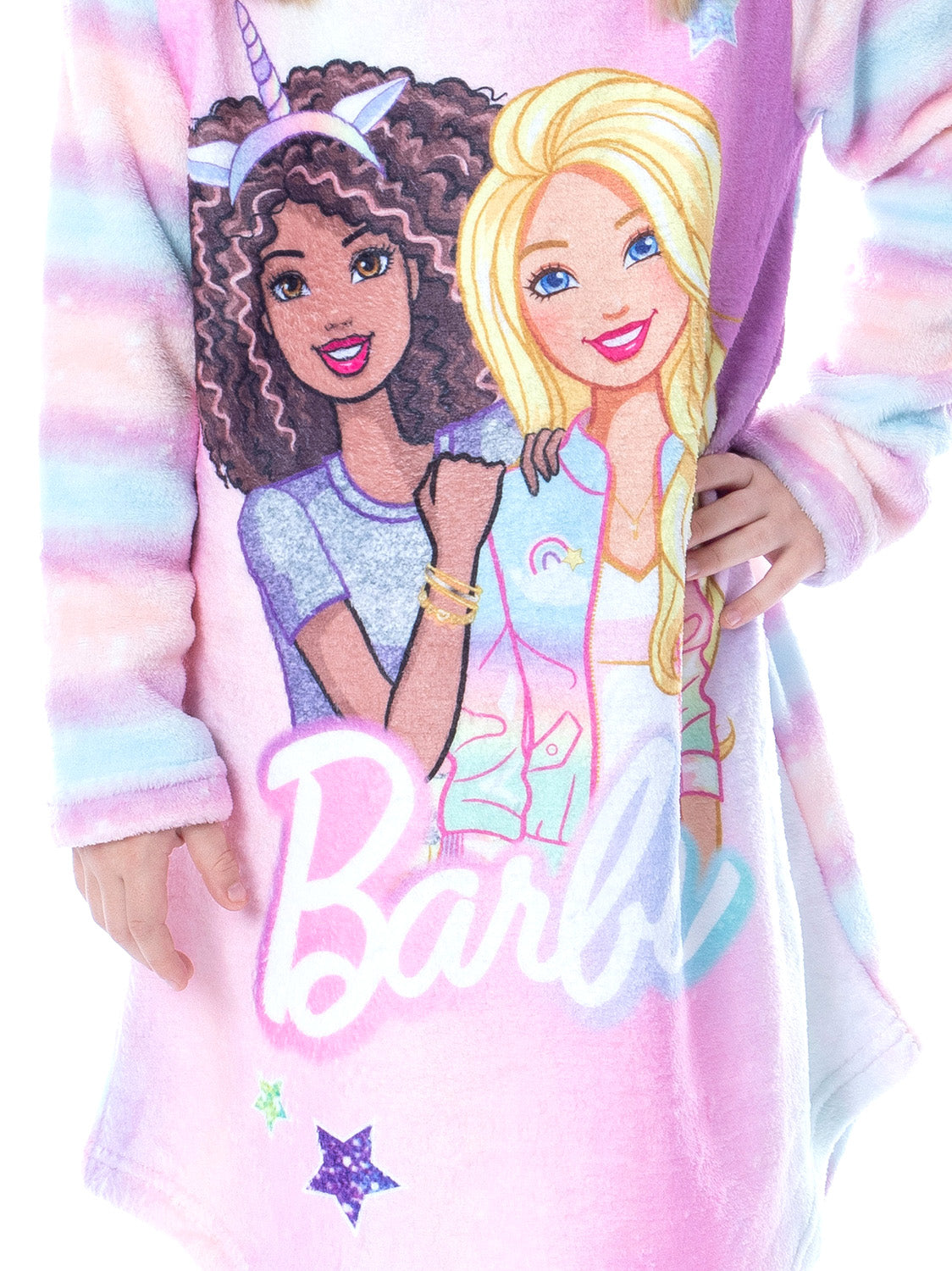 Mattel Barbie Girls' Raglan Kids Nightgown Pajama With Best Friend Unicorn