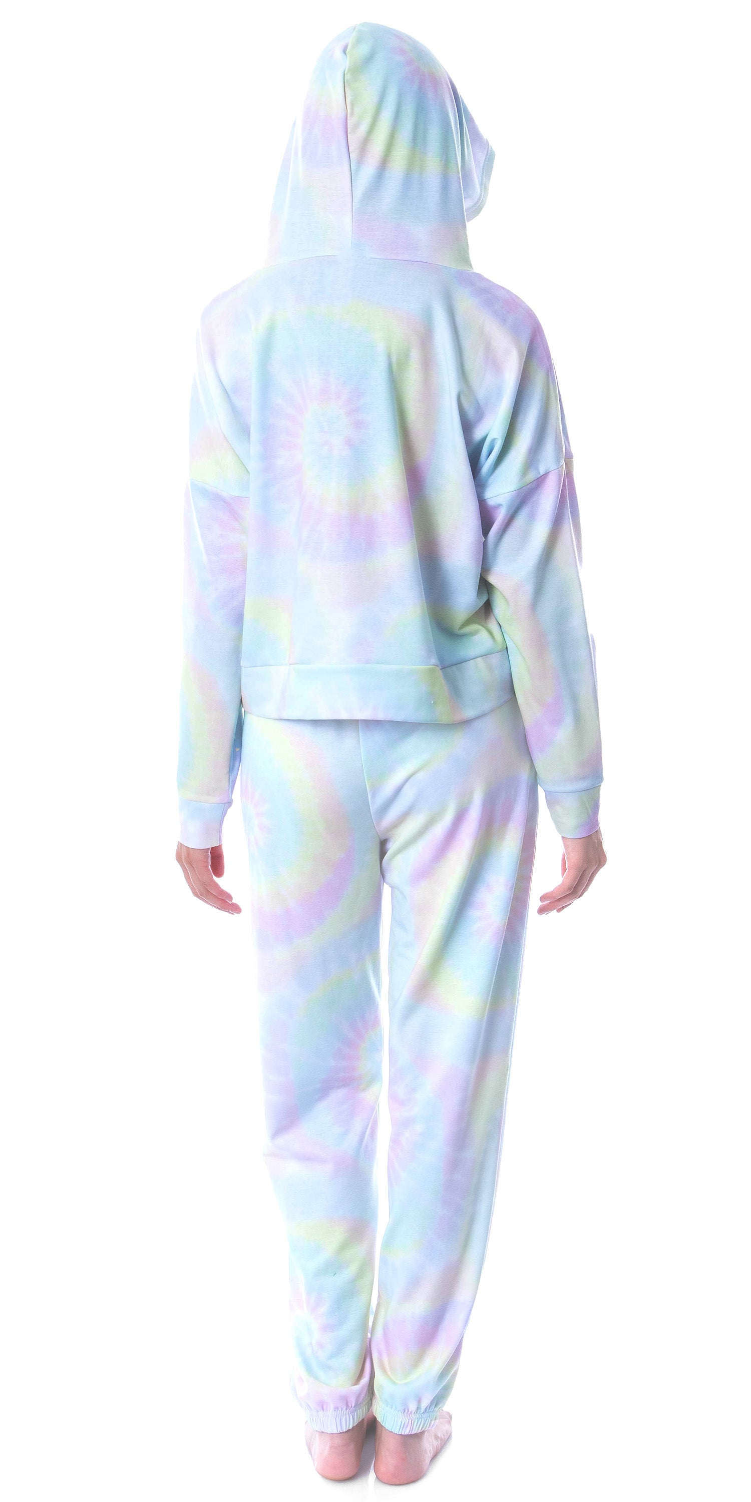 Mattel Barbie Doll Logo Tie Dye Womens' Pajama Cropped Hooded Jogger Set