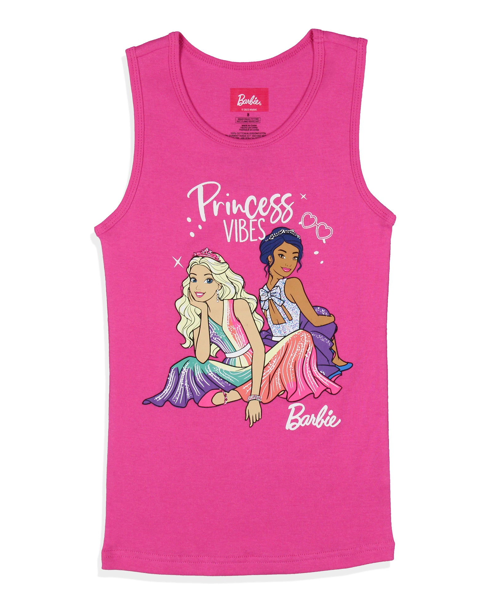 Barbie Girls' Princess Vibes Characters Sleep Pajama Set Tank Top Shorts (10)