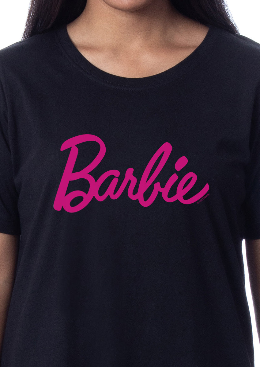 Barbie Womens' Classic Title Logo Nightgown Sleep Pajama Shirt
