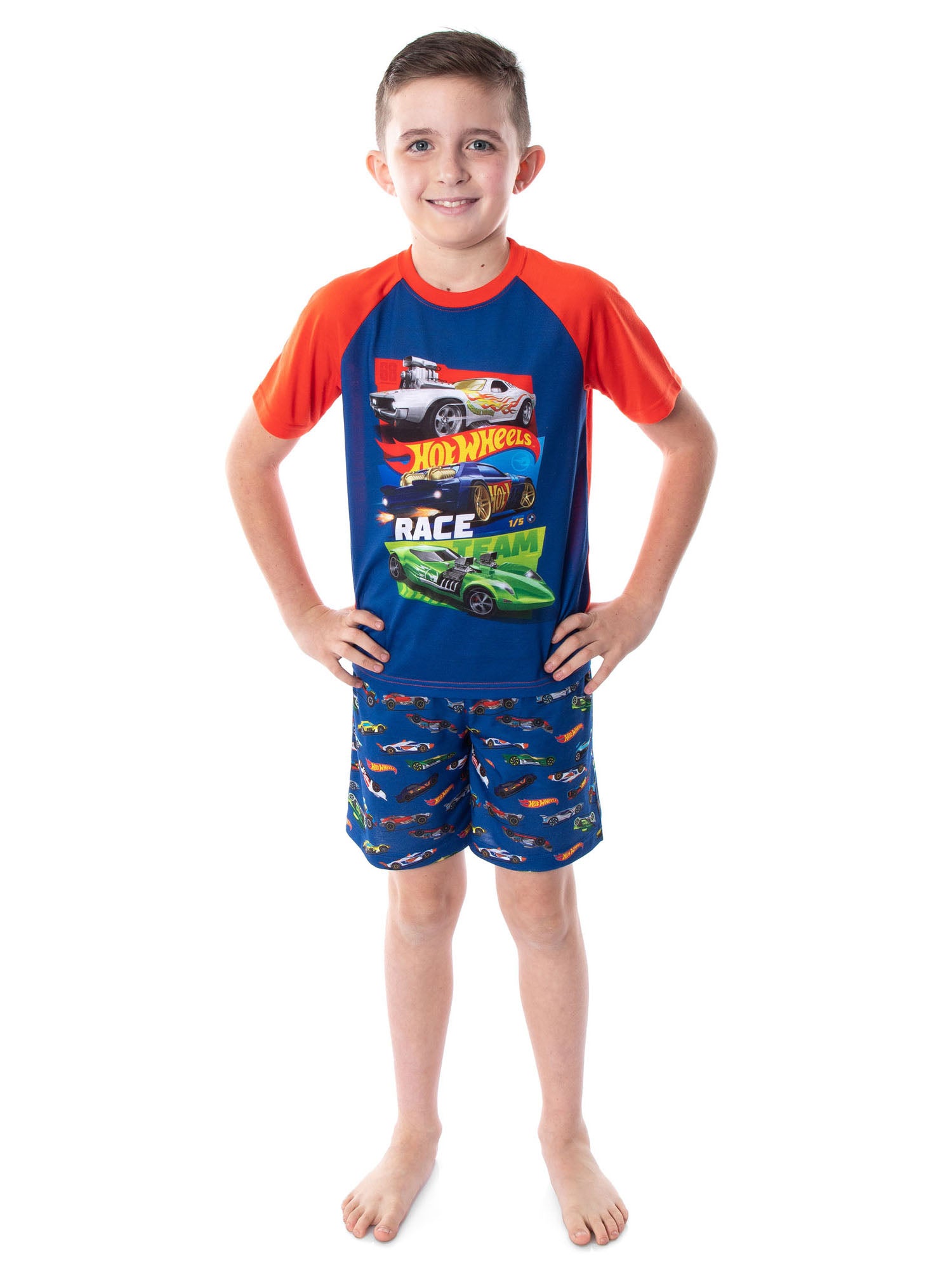 Hot Wheels Cars Boy's Pajamas Race Team Shirt and Shorts Pajama Set