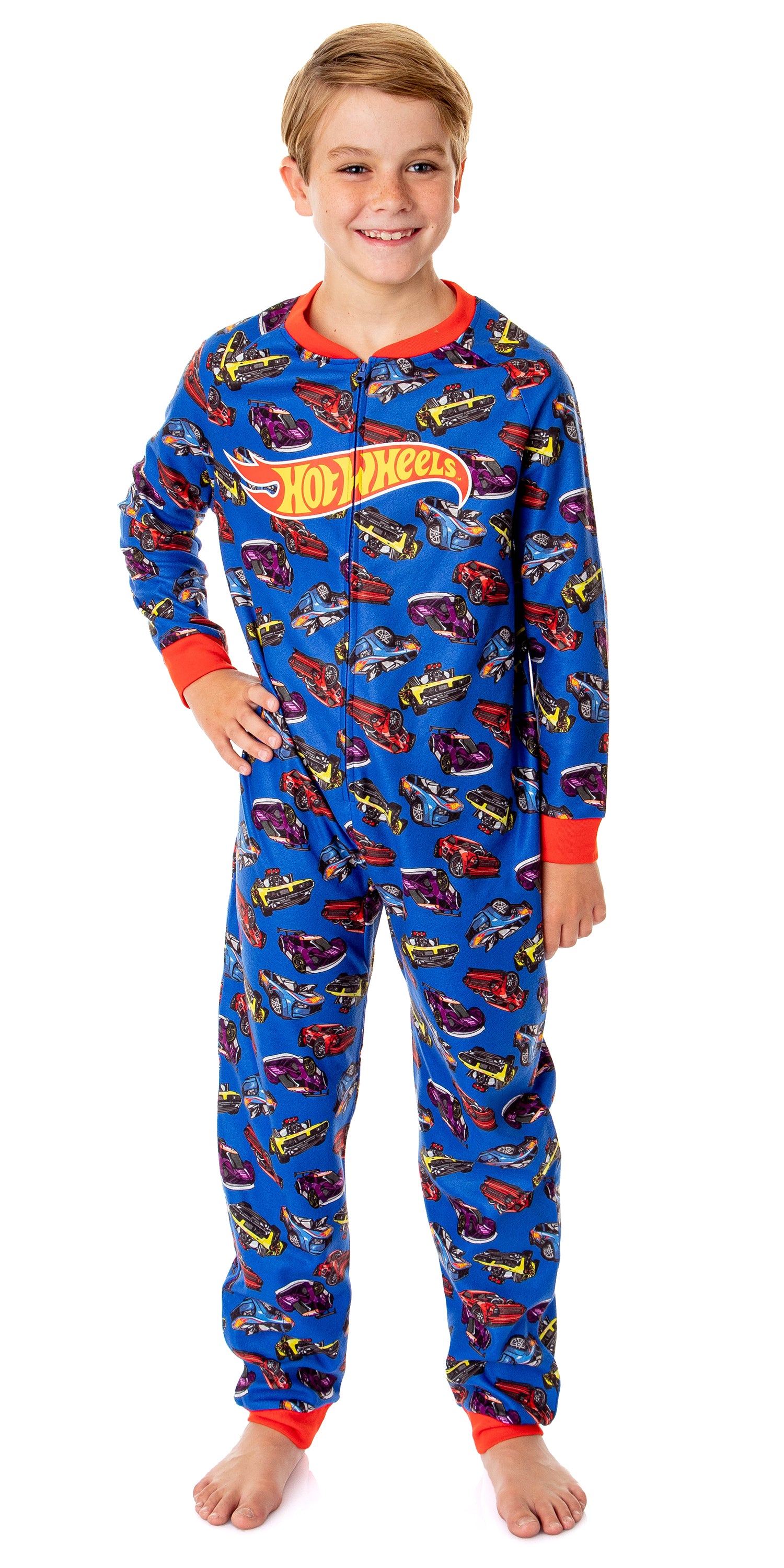 Hot Wheels Boys' Tossed Print Race Long Sleeve Union Suit Sleep Pajama