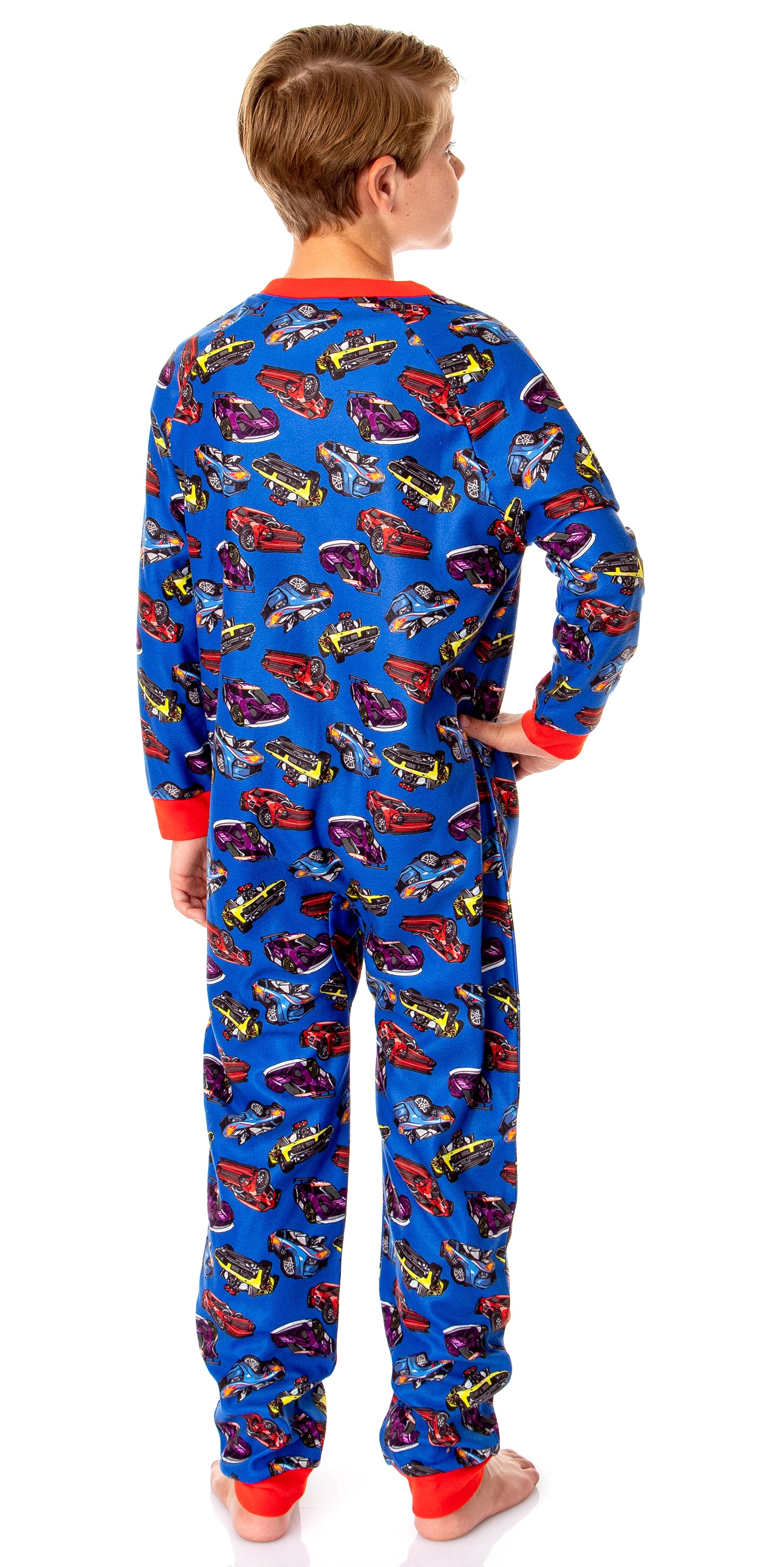 Hot Wheels Boys' Tossed Print Race Long Sleeve Union Suit Sleep Pajama
