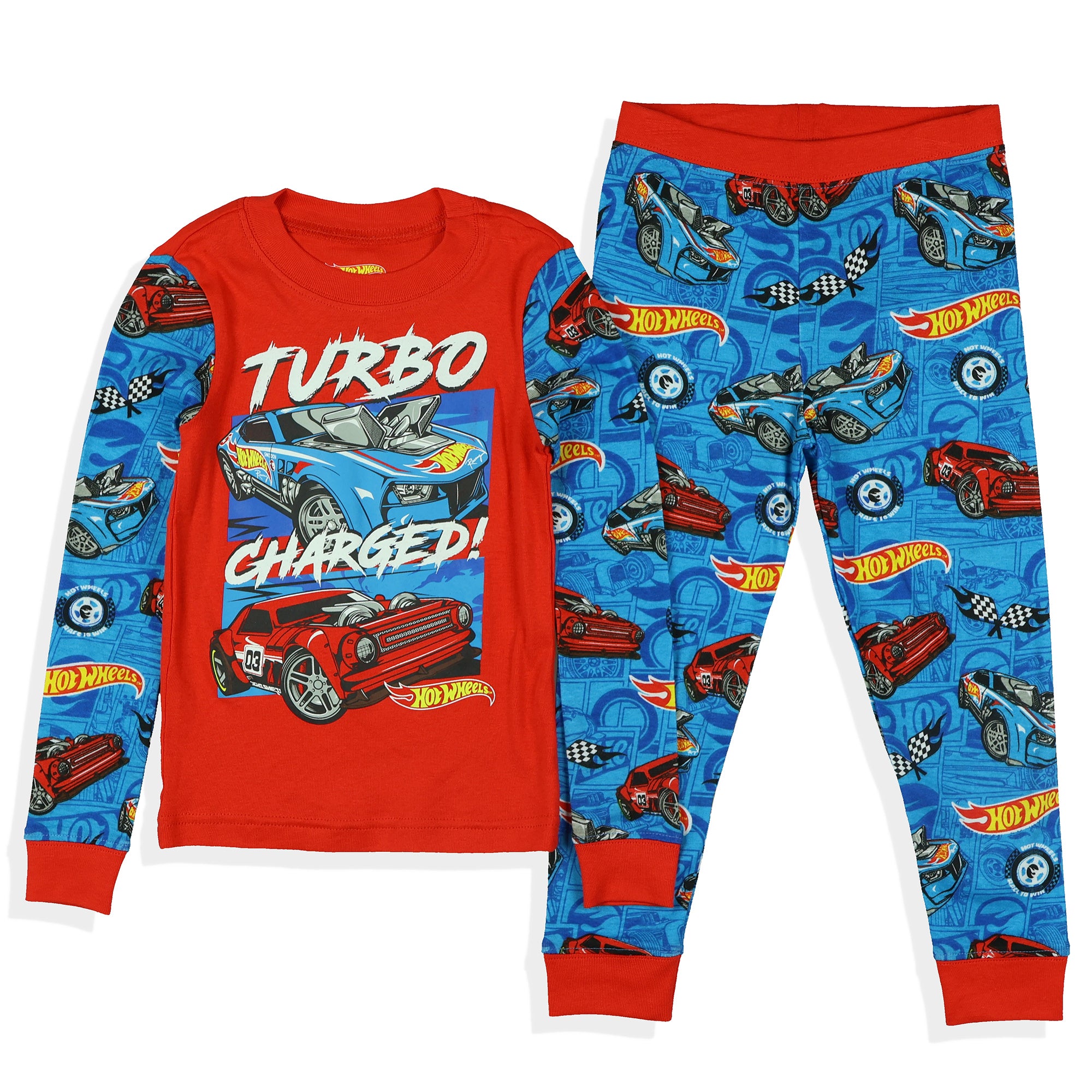 Hot Wheels Pajamas Toddler Boys' Turbo Charged Tight Fit 2-Piece Sleep Set