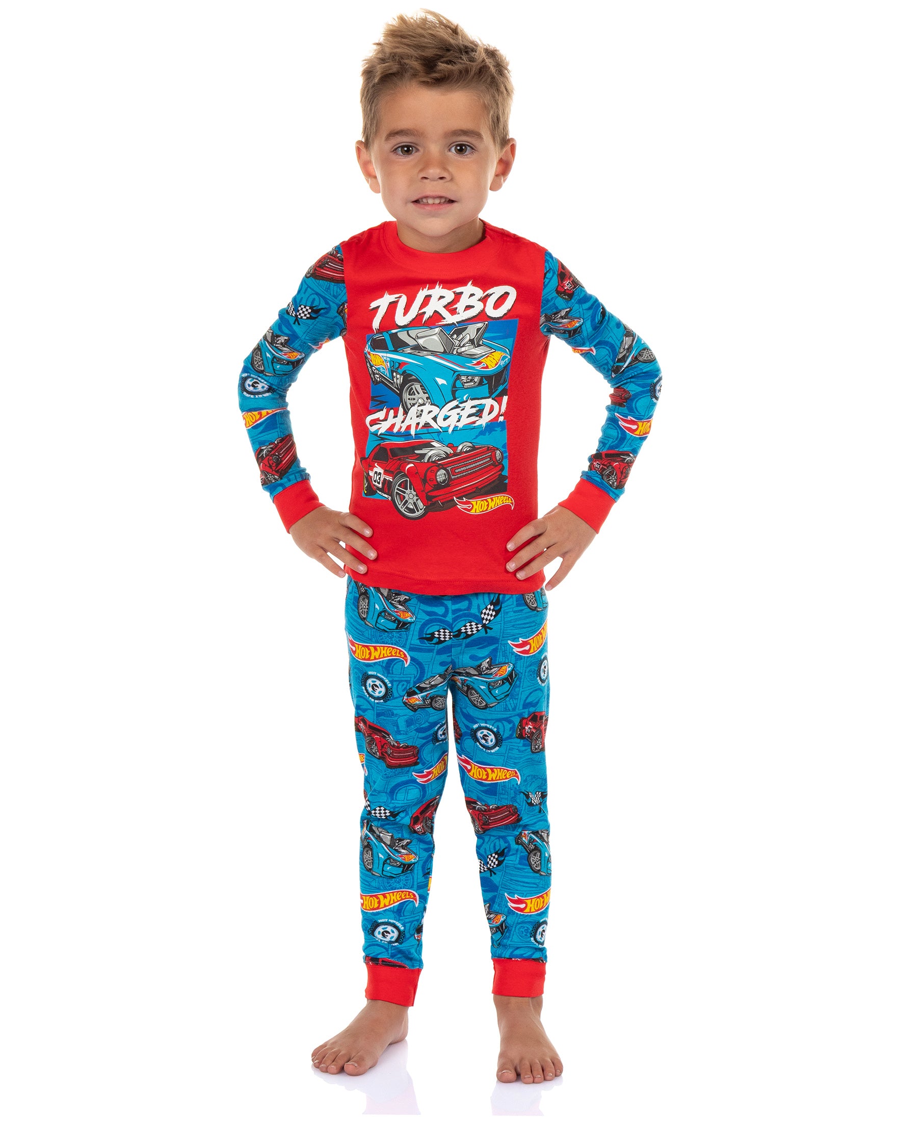 Hot Wheels Pajamas Toddler Boys' Turbo Charged Tight Fit 2-Piece Sleep Set