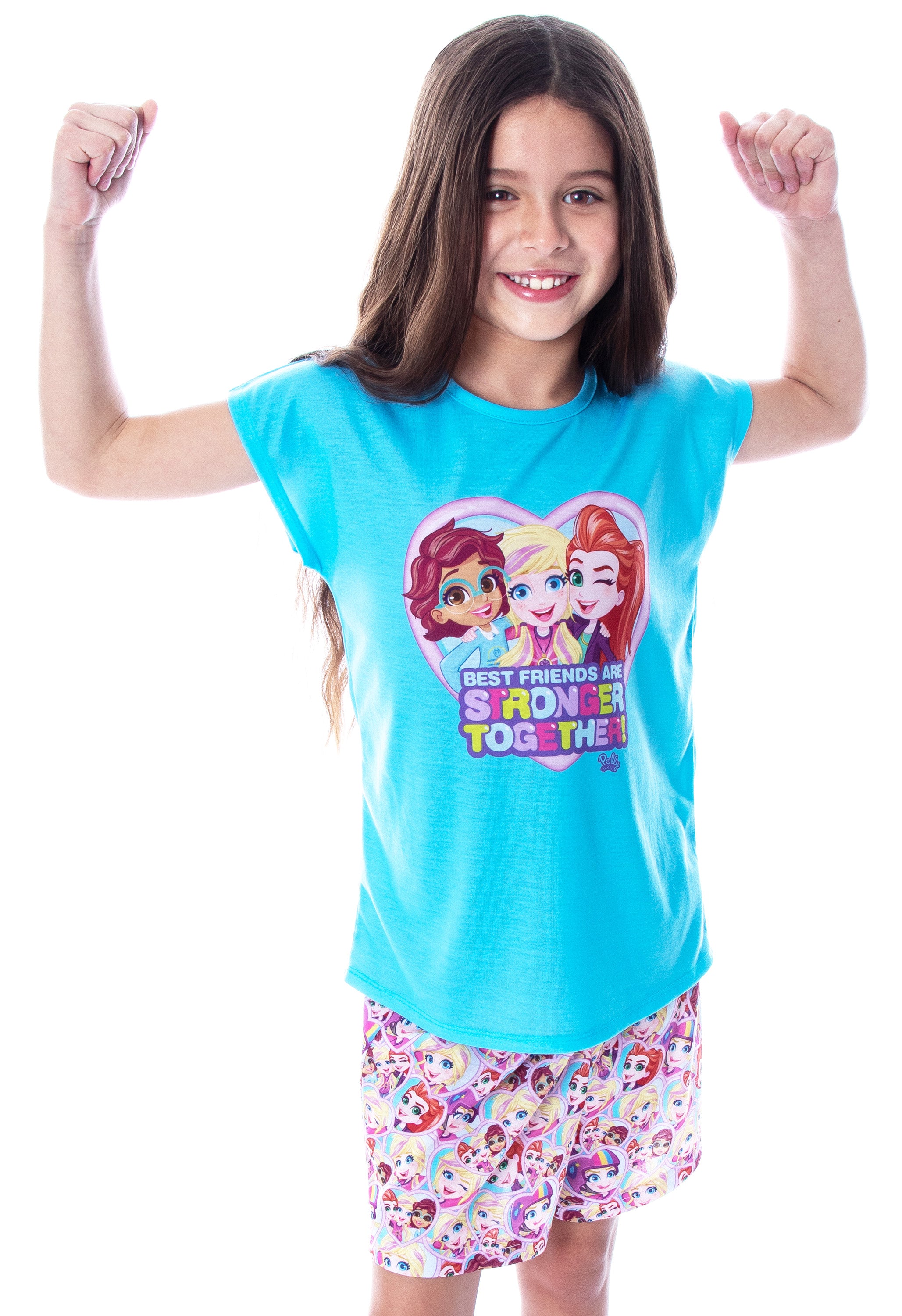 Polly Pocket Little Girls' Best Friends Shirt and Shorts 2 PC Pajama Set