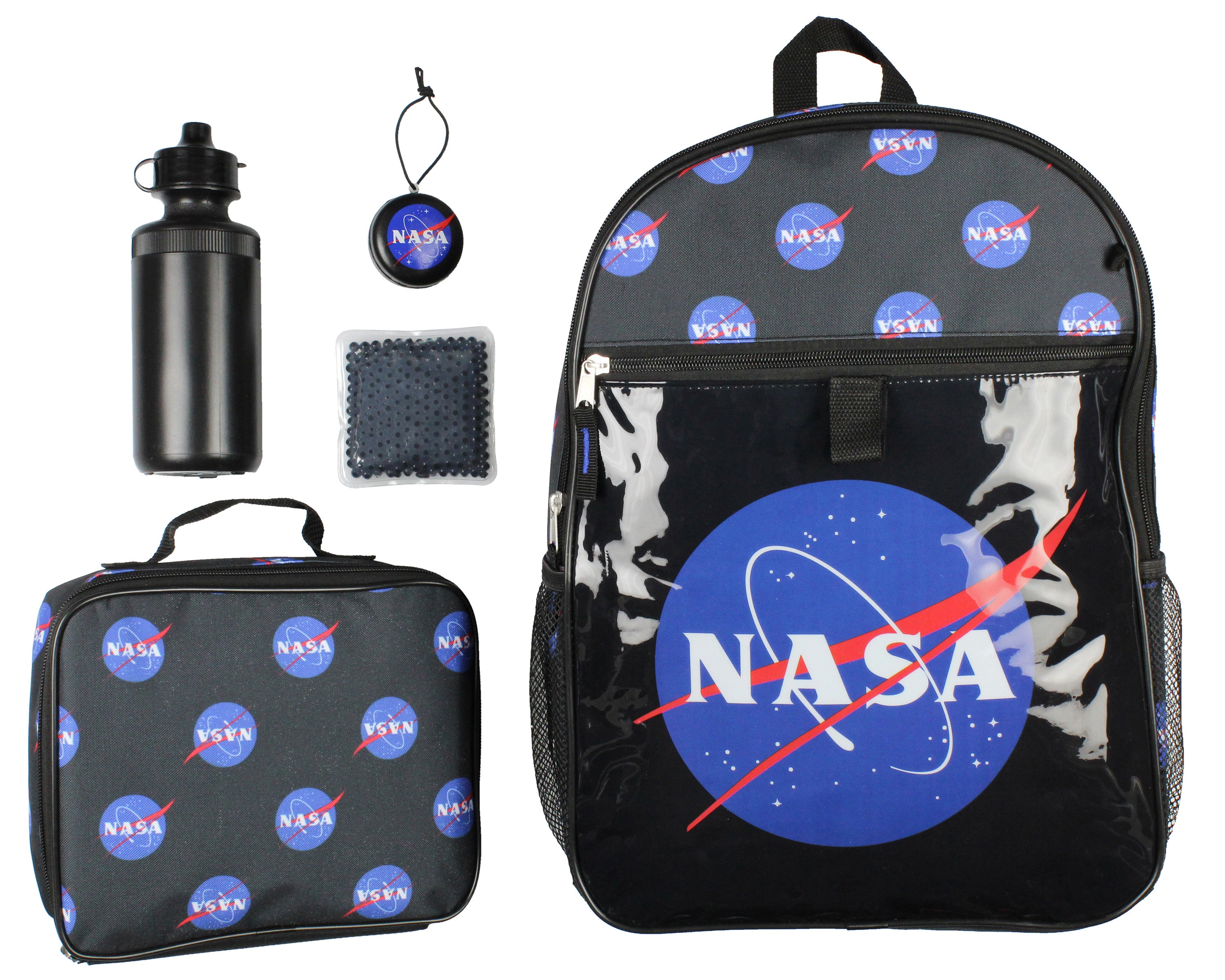 NASA Meatball Logo Backpack Lunch Bag Water Bottle Squishy Toy 5 PC Mega Set