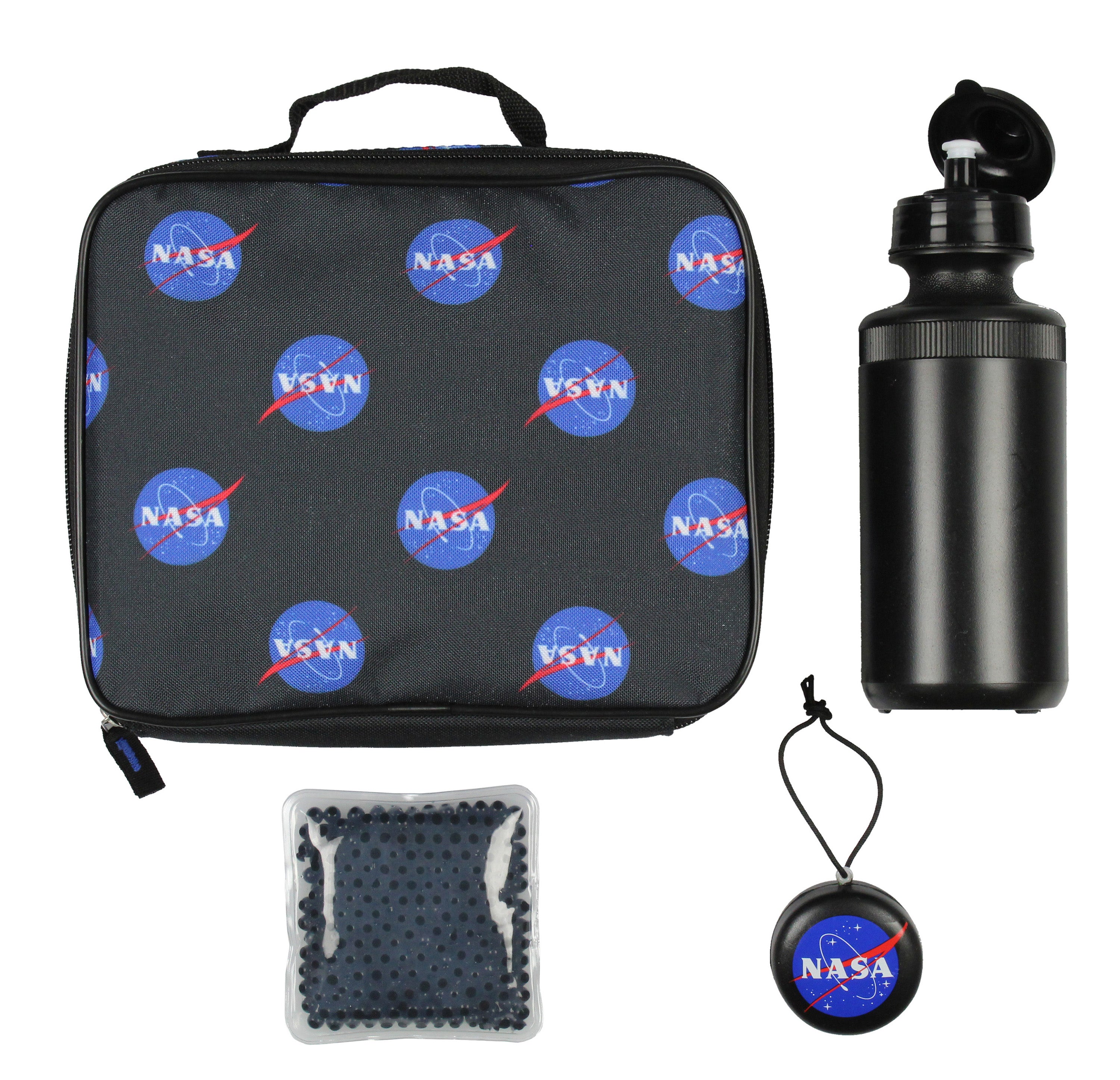 NASA Meatball Logo Backpack Lunch Bag Water Bottle Squishy Toy 5 PC Mega Set