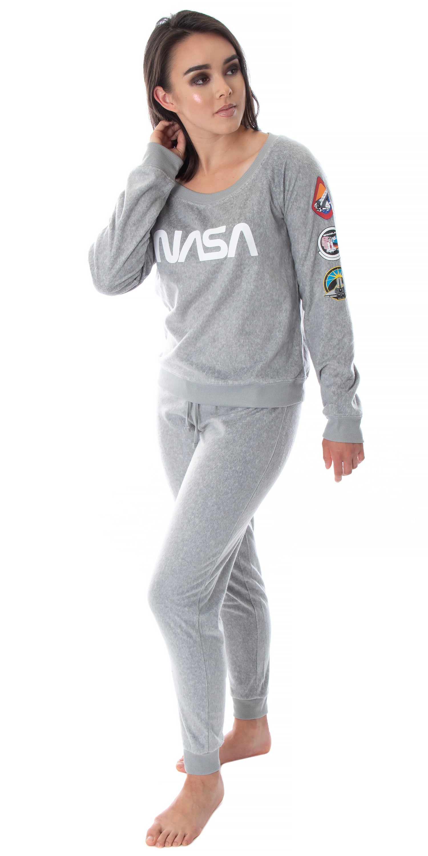 NASA Worm Logo Women's Juniors' Space Shuttle Patches Jogger Pajama Set