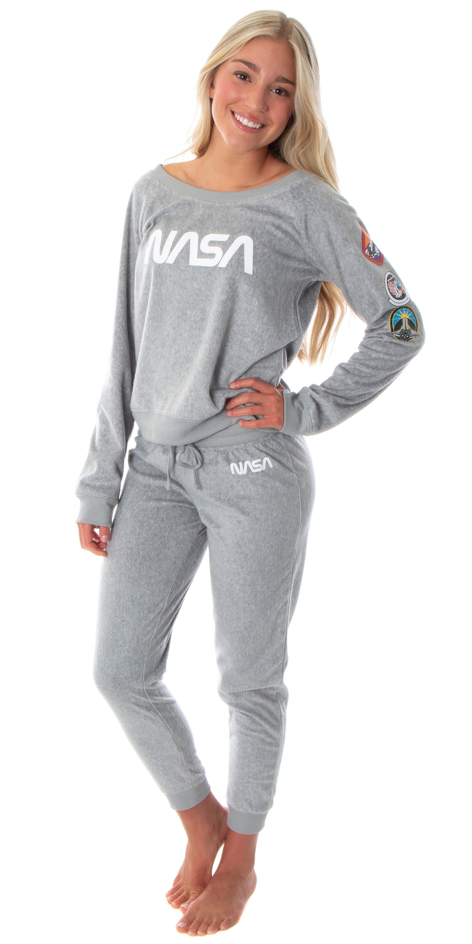 NASA Worm Logo Women's Juniors' Space Shuttle Patches Jogger Pajama Set
