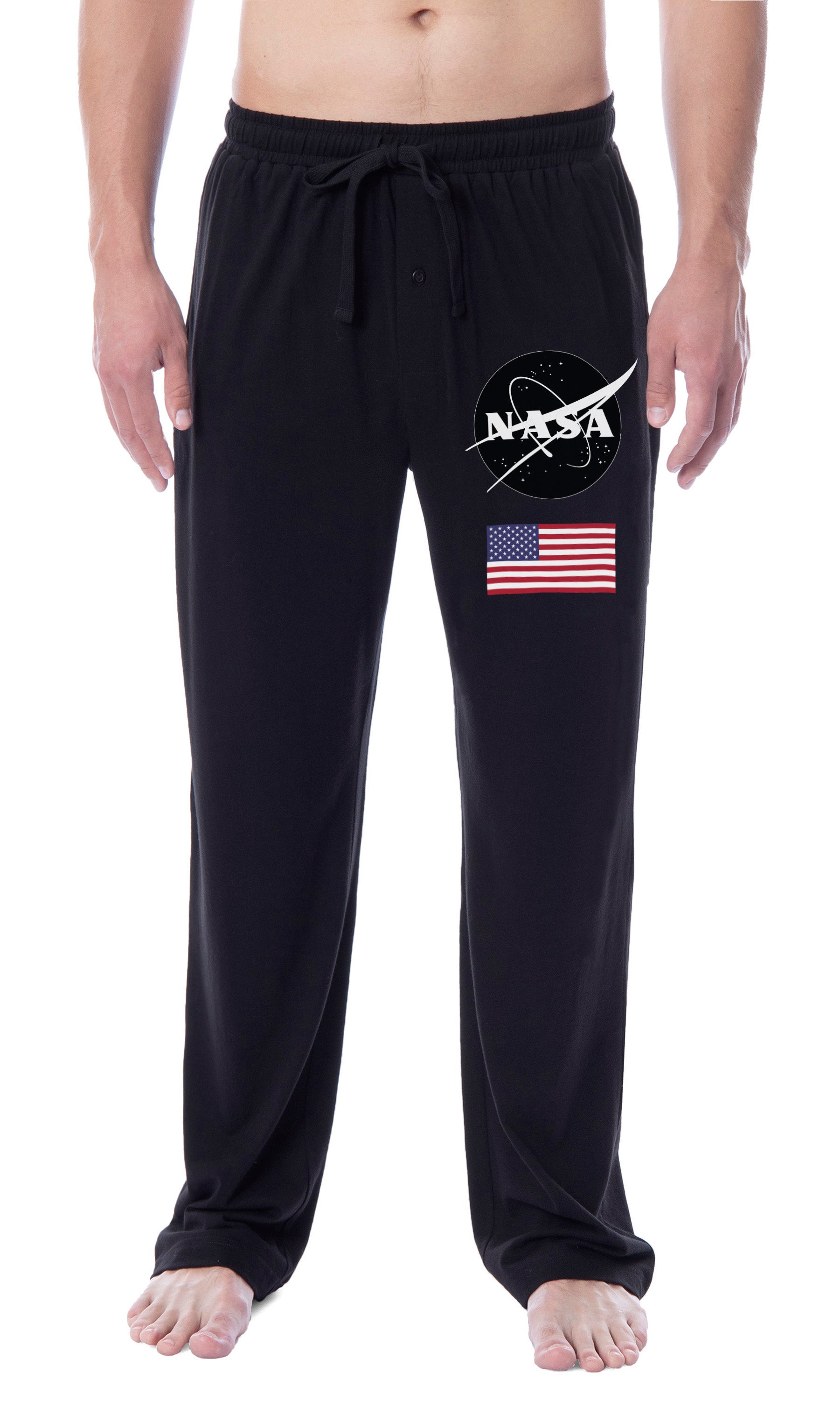 NASA Mens' Logo American Flag Space Sleep Pajama Pants