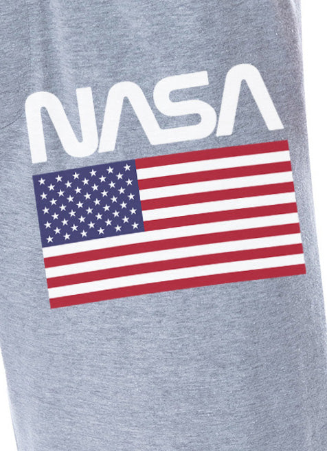 NASA Mens' Space Fashion Logo American Flag Sleep Pajama Pants