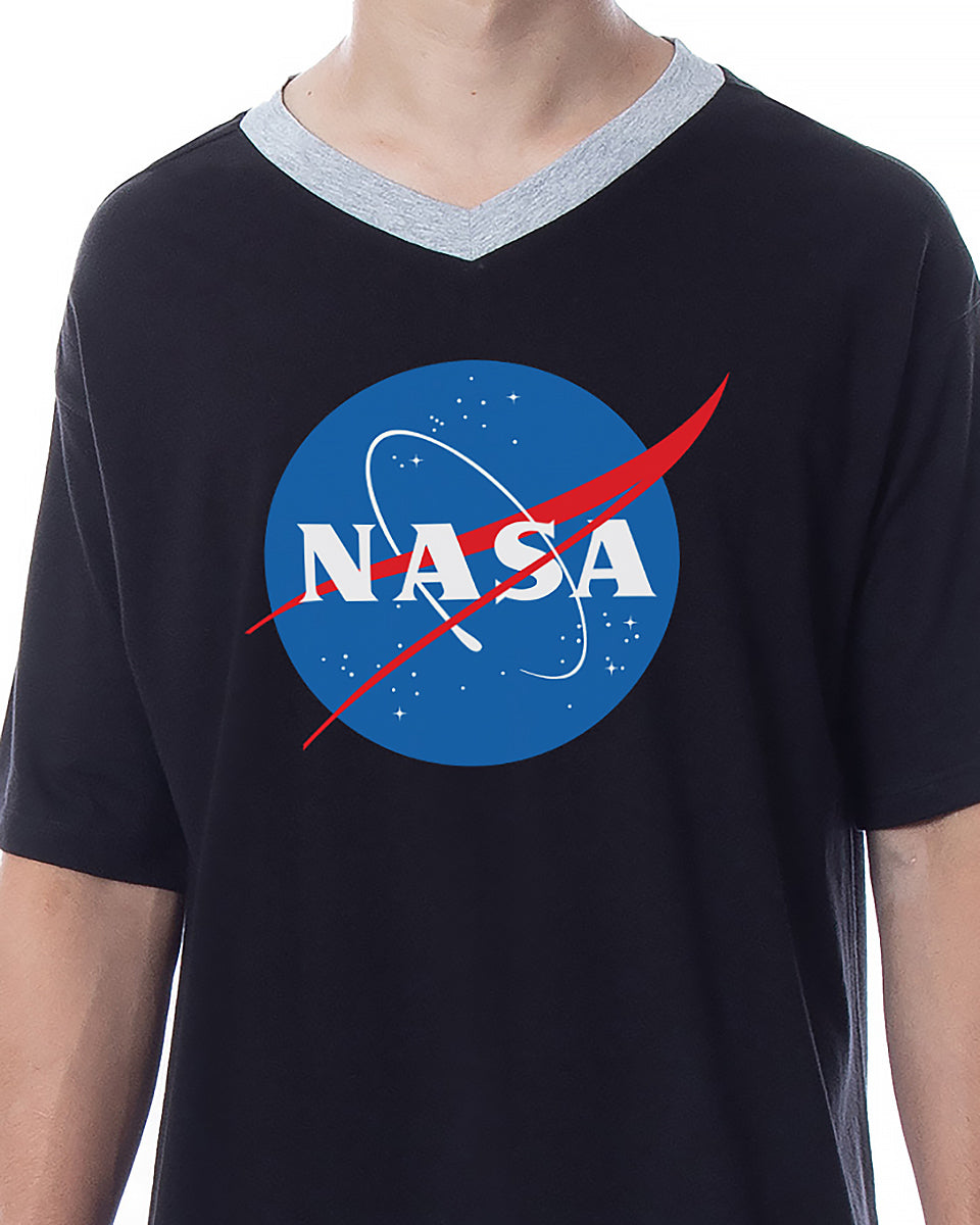 NASA Mens' Meatball Space Fashion Logo Nightgown Sleep Pajama Shirt