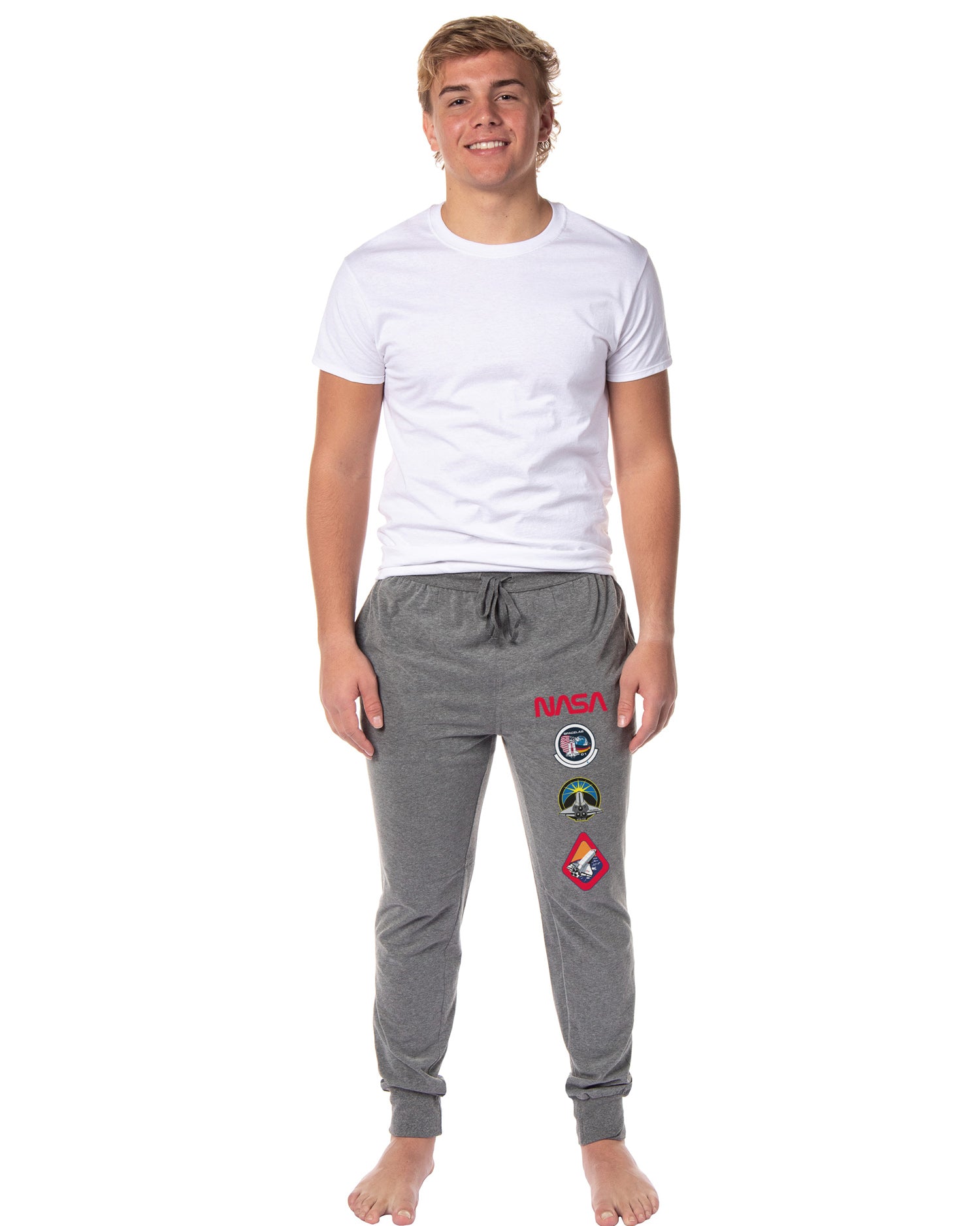 NASA Men's Retro Spacelab D-1 Logo Sleep Lounge Jogger Pajama Pants