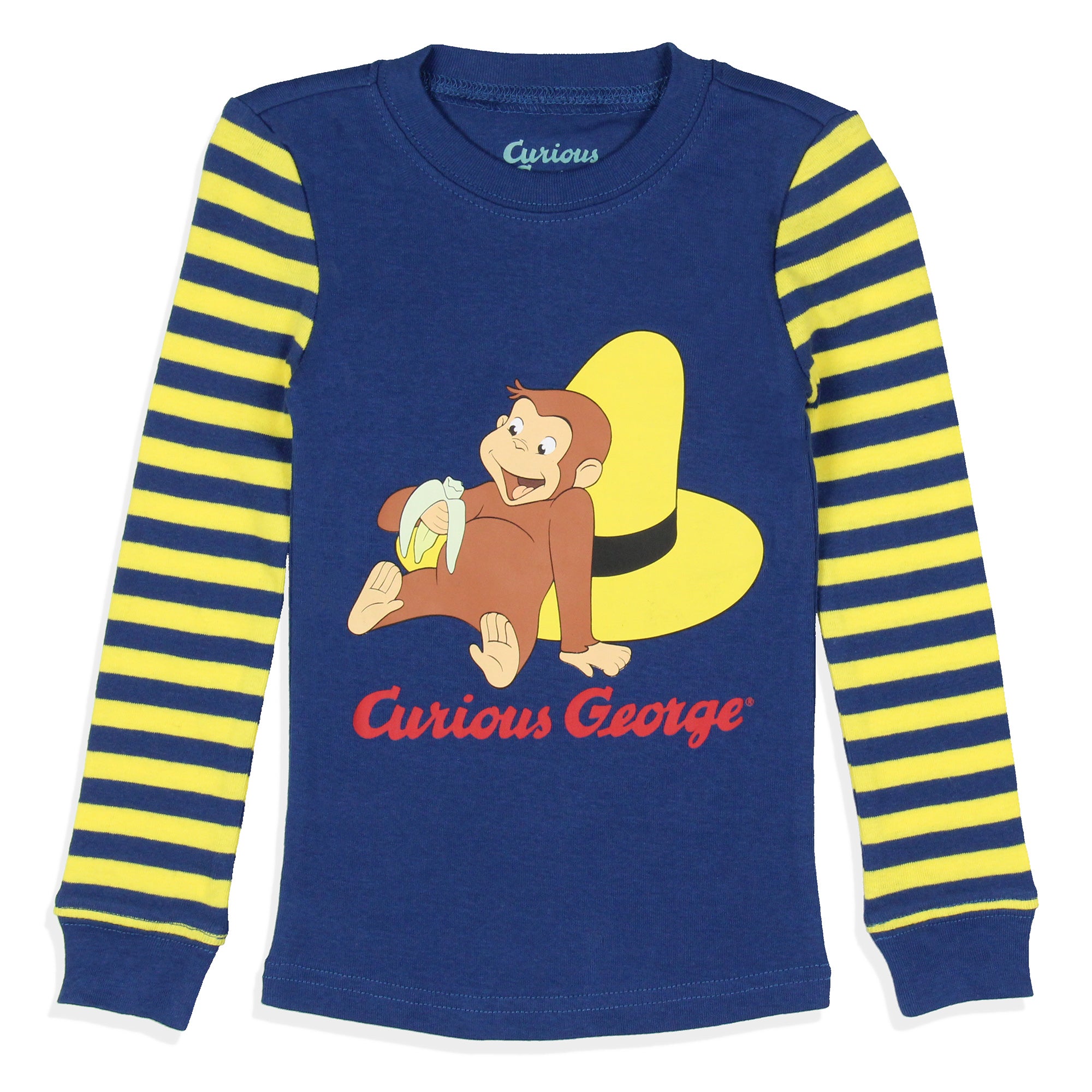 Curious George Toddler Boys' Tight Fit Striped Sleep Pajama Set Long Sleeves
