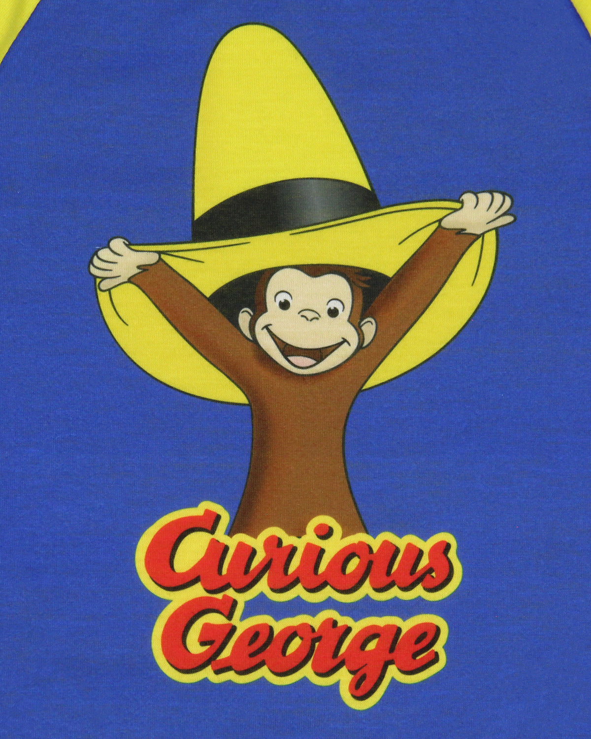 Curious George Toddler Boy's Big Yellow Hat Raglan Top Pajama 2-Piece PJ Set