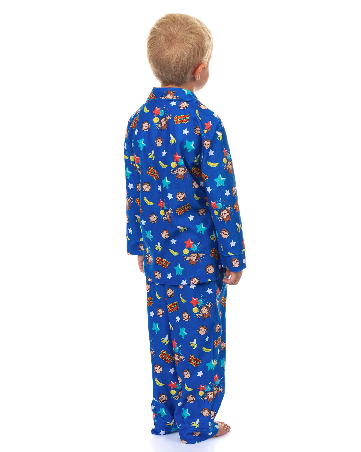 Curious George Toddler Pajamas Long Sleeve Button Up 2 Piece Sleepwear Set (3T)
